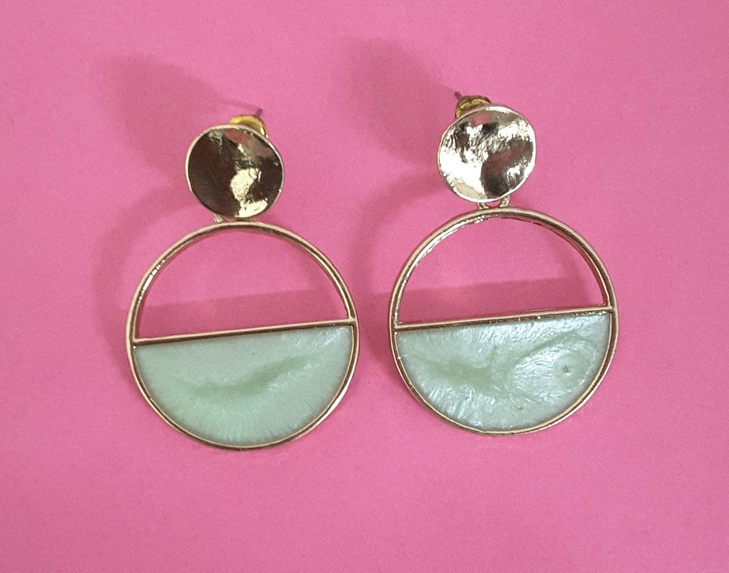 Moonstruck Round Dangle Earrings for Women (Green) - www.MoonstruckINC.com