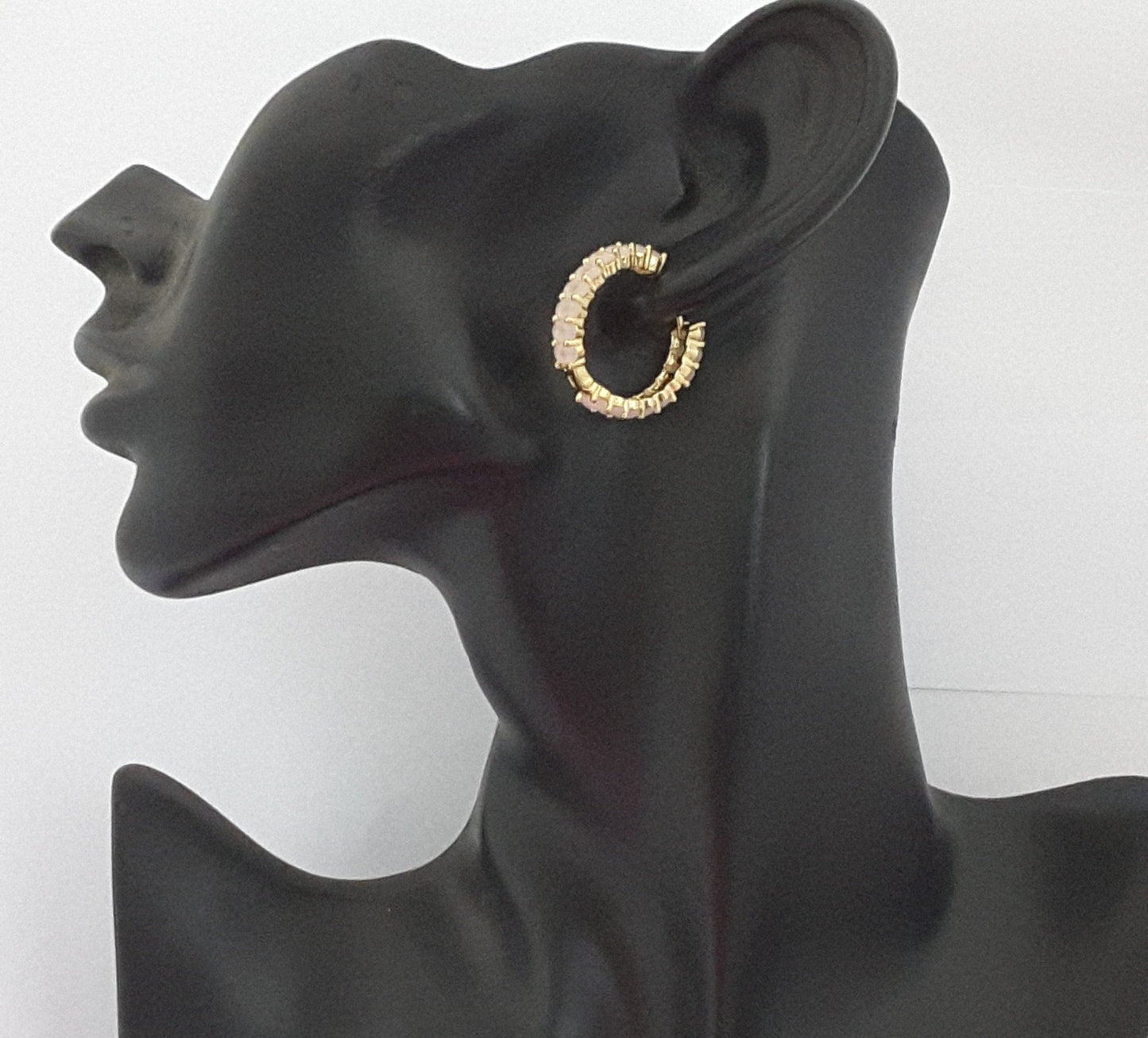 Moonstruck Pink Stone Gold/Golden Hoop Earrings for Women - www.MoonstruckINC.com