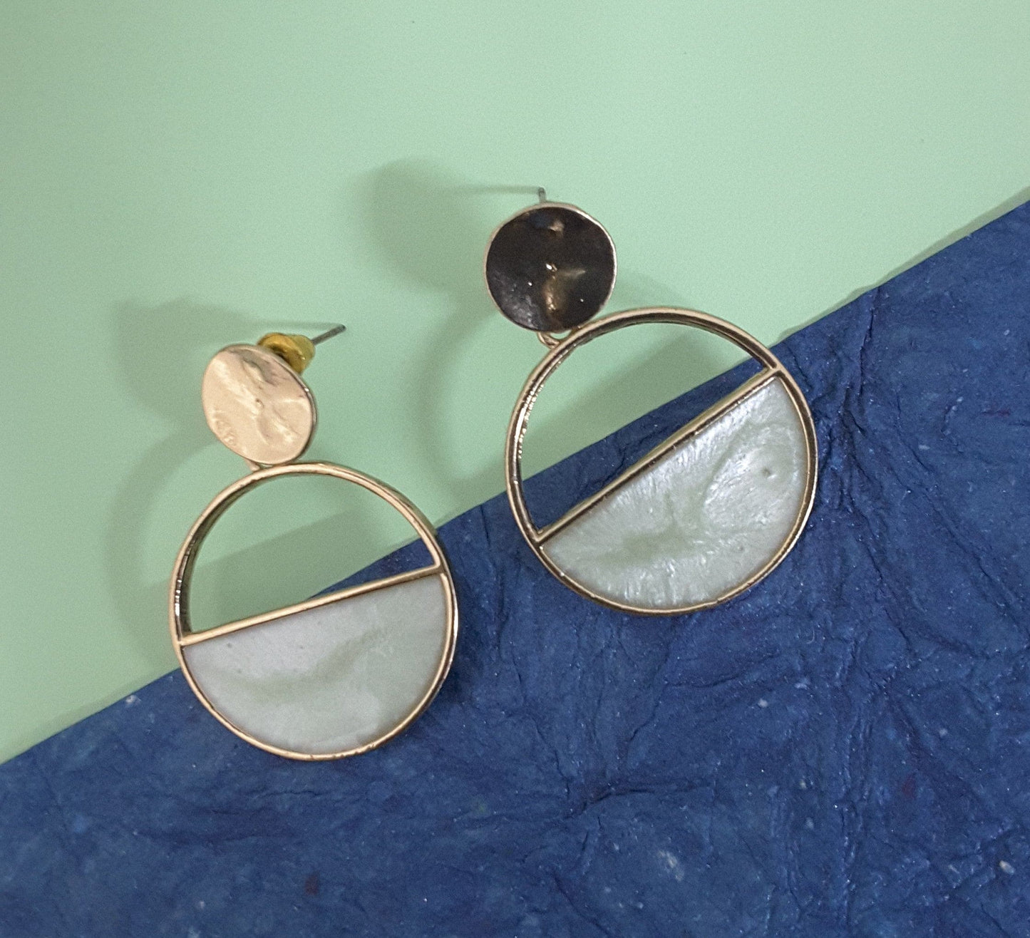 Moonstruck Round Dangle Earrings for Women (Green) - www.MoonstruckINC.com