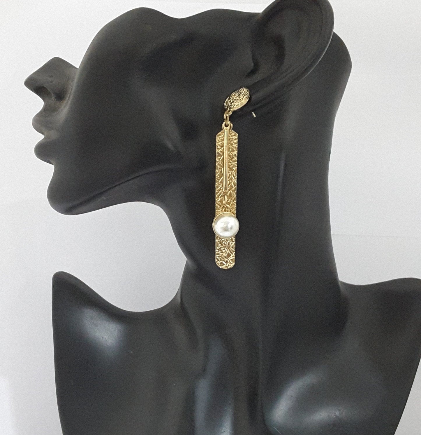 Moonstruck Textured Gold/Golden Dangle Geometric Earrings for Women - www.MoonstruckINC.com