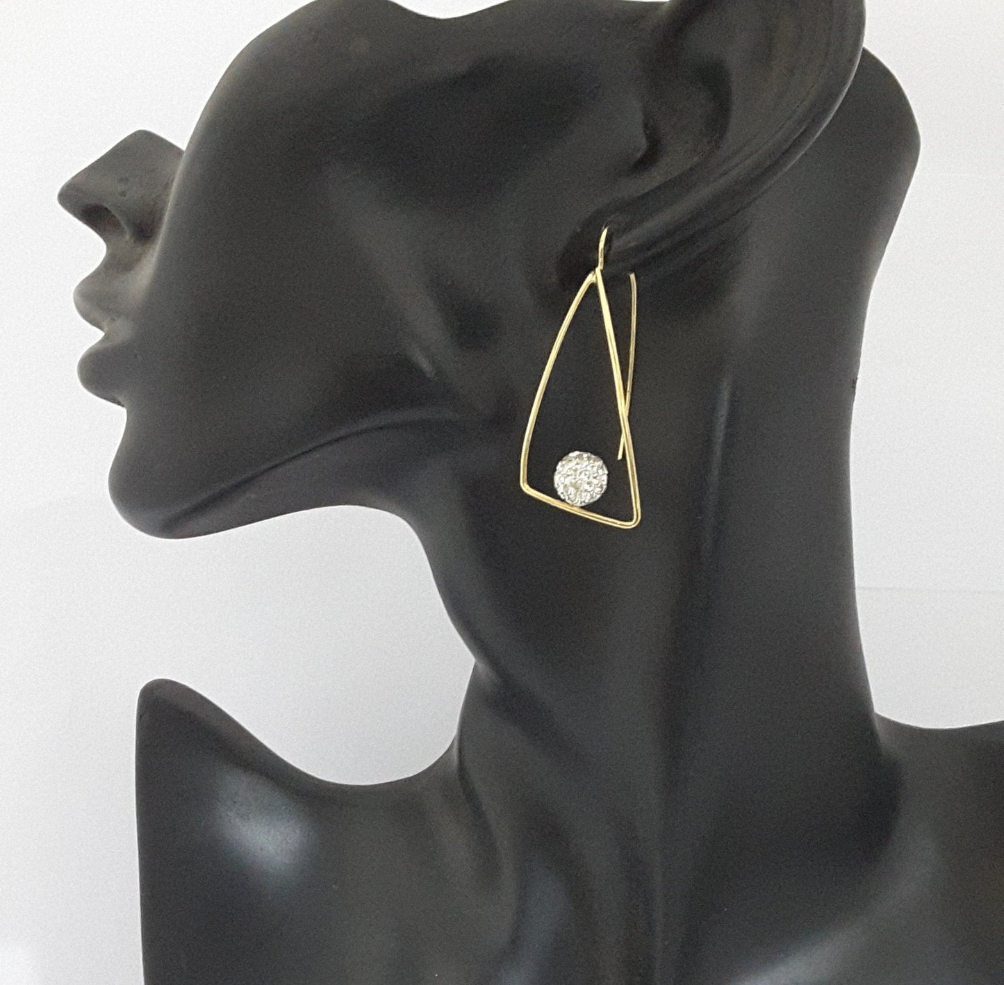Moonstruck Gold/Golden Dangle Geometric Diamond Studded Earrings for Women - www.MoonstruckINC.com