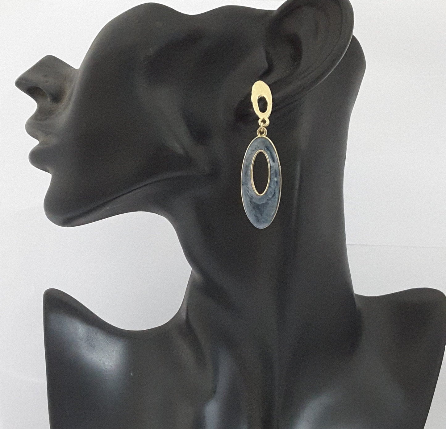 Moonstruck Oval Dangle Earrings for Women (Grey) - www.MoonstruckINC.com