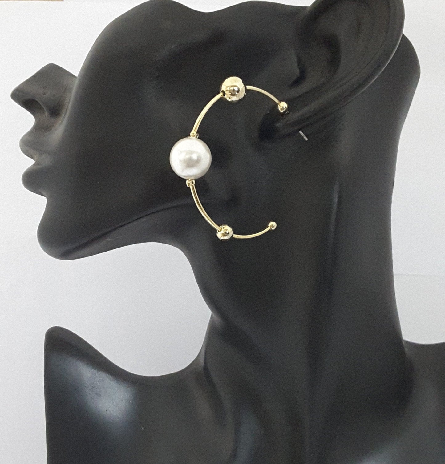 Moonstruck Gold/Golden Pearl Hoop Earrings for Women - www.MoonstruckINC.com
