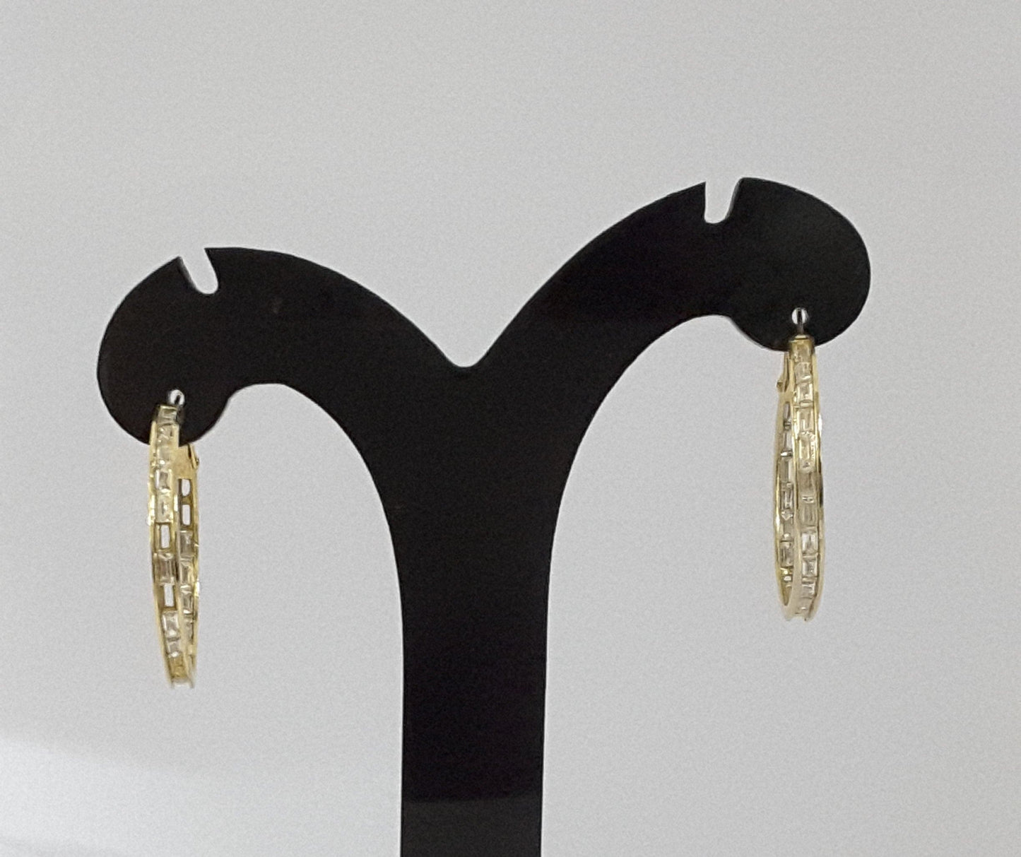 Moonstruck Baguette Stone Gold/Golden Hoop Earrings for Women - www.MoonstruckINC.com