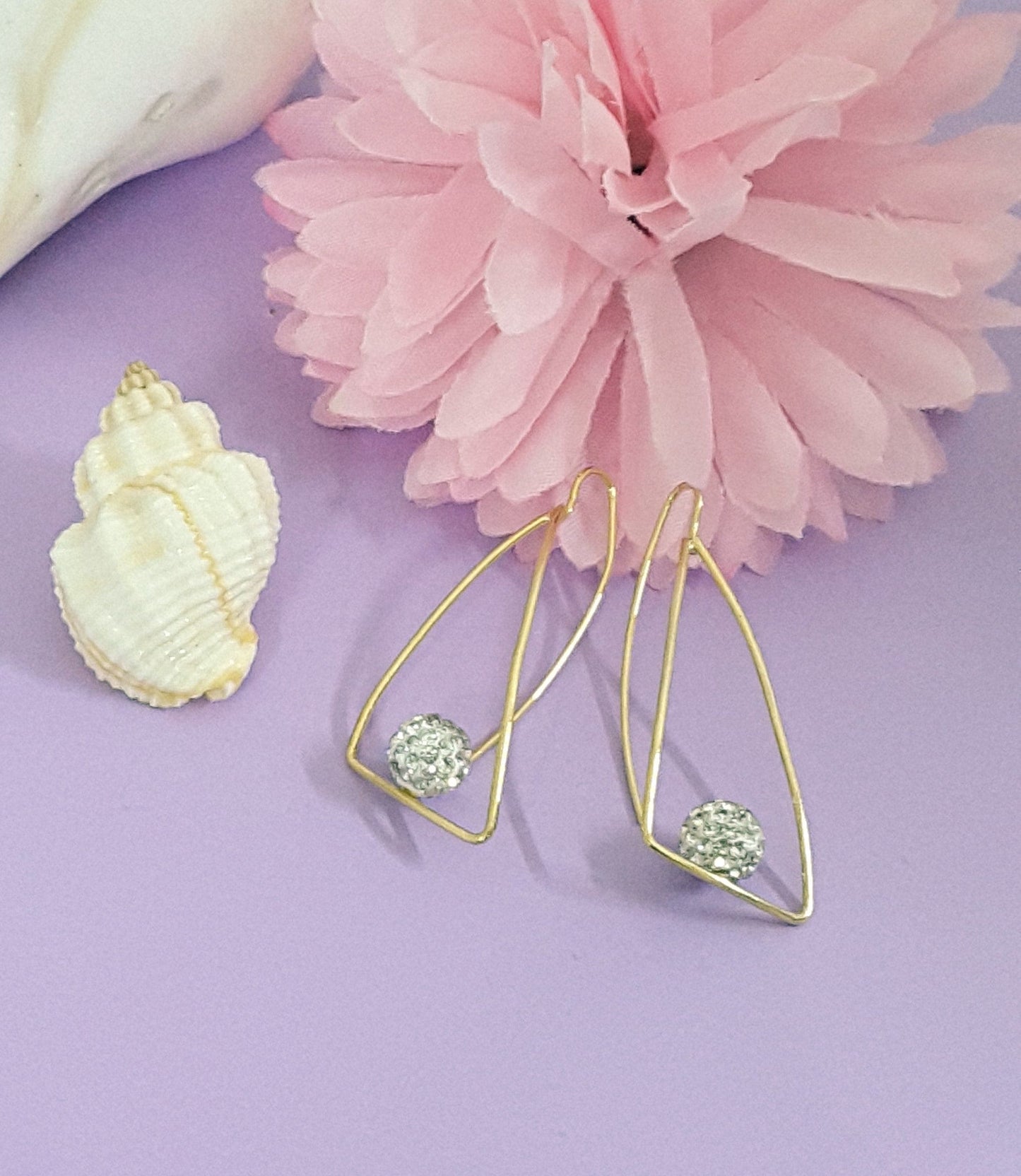 Moonstruck Gold/Golden Dangle Geometric Diamond Studded Earrings for Women - www.MoonstruckINC.com