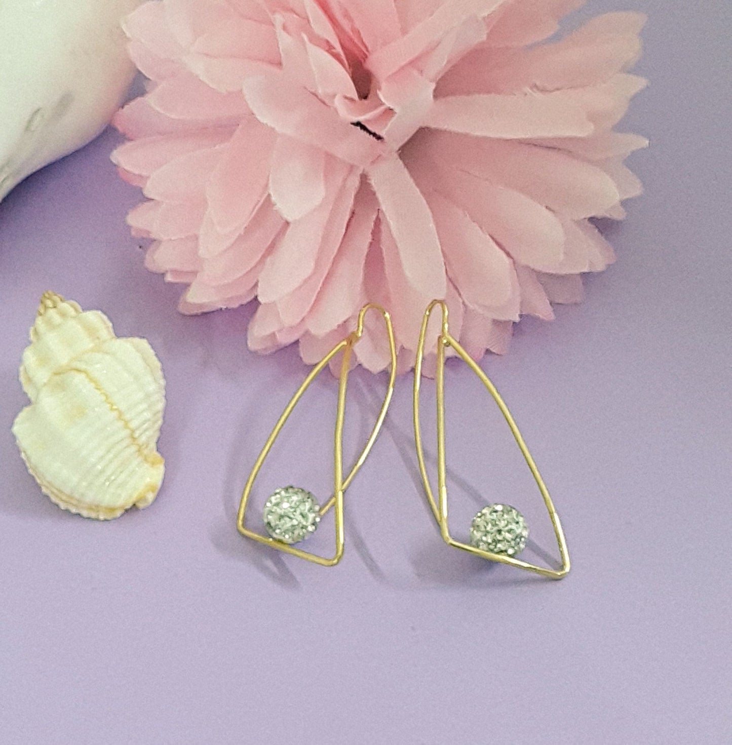 Moonstruck Gold/Golden Dangle Geometric Diamond Studded Earrings for Women - www.MoonstruckINC.com