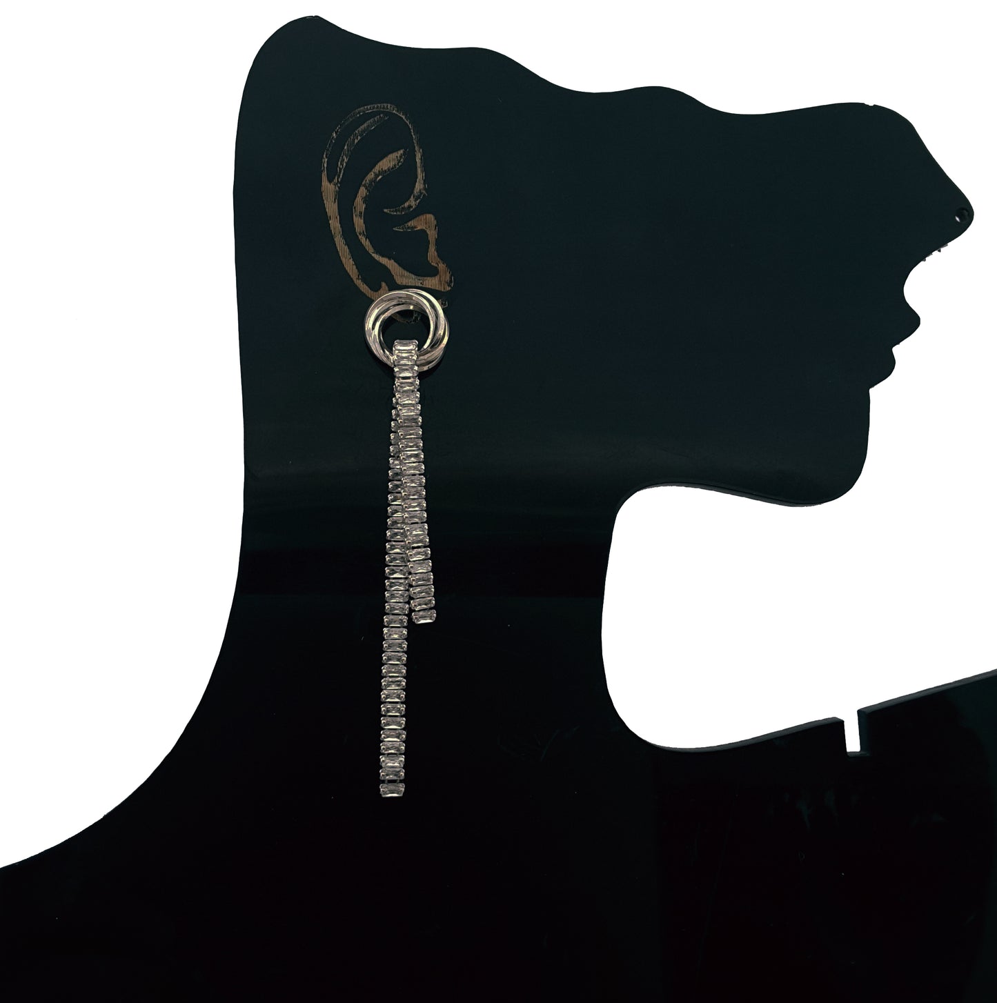 Moonstruck Fashion Jewellery Glamorous Cubic Zirconia Knot Dangle Baguettes Earrings for Women - Elegant Drop Jewelry for Party, Wedding, Evening Wear, Statement Accessories