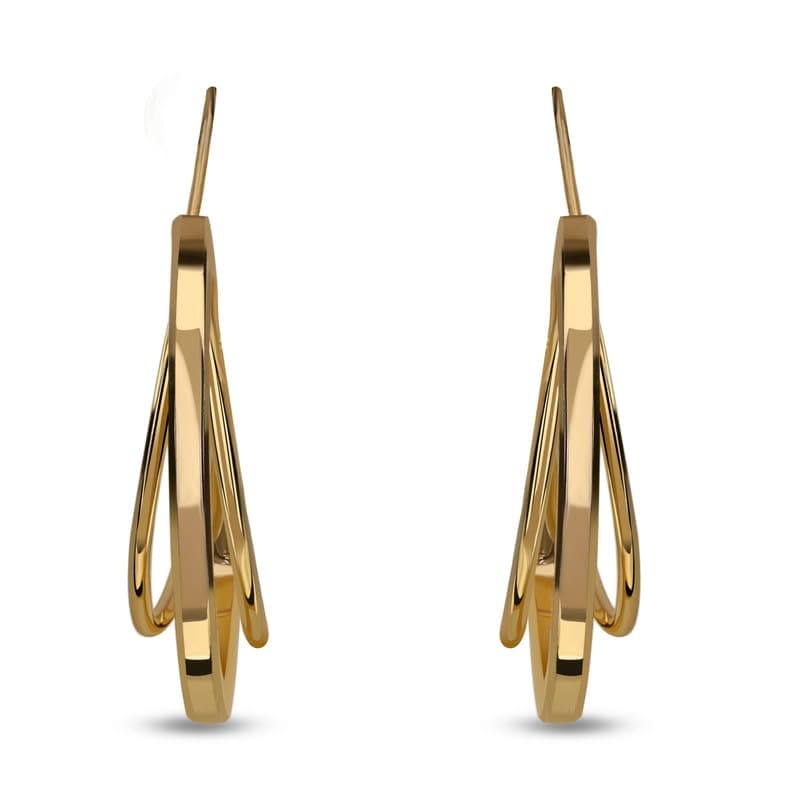 Moonstruck Fashion Jewellery Gold-Tone Triple Hoop Earrings - Elegant Statement Earrings for Women, Lightweight, Perfect for Weddings, Parties, Everyday Glam