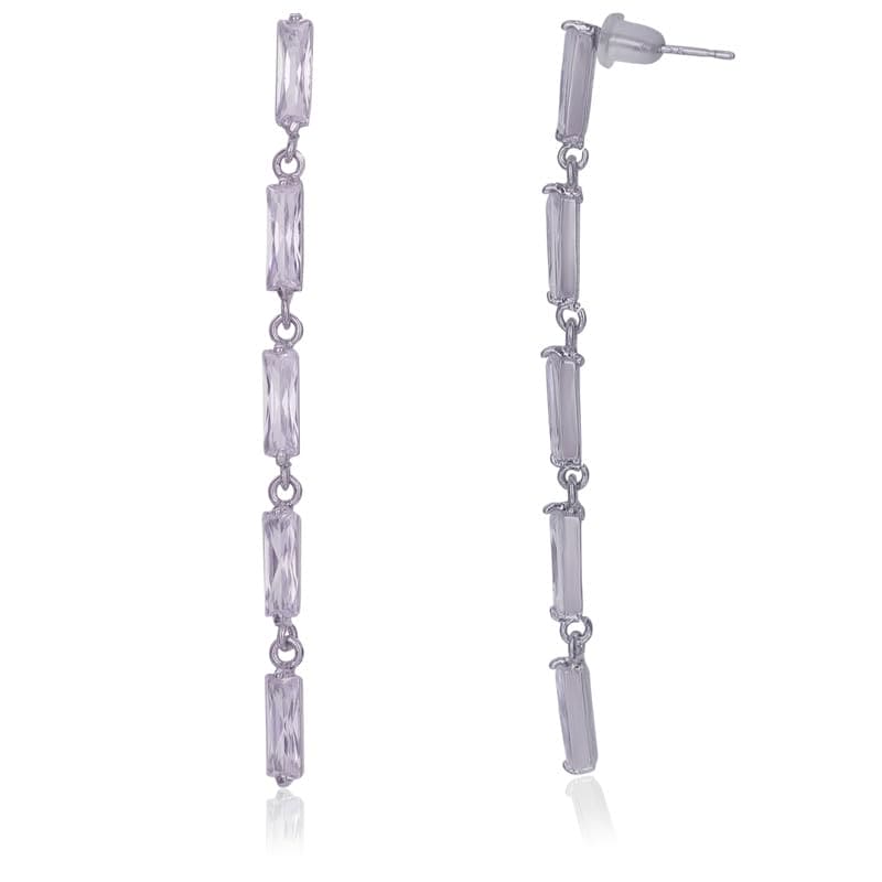 Moonstruck Fashion Jewellery Elegant Cubic Zirconia Bar Dangle Earrings for Women - Chic Drop Earrings for Party, Wedding, Evening Wear, Statement Jewelry