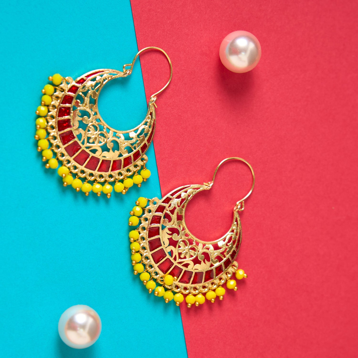Moonstruck Traditional Indian Chandbali Hoop Earrings for Women (Green) - www.MoonstruckINC.com