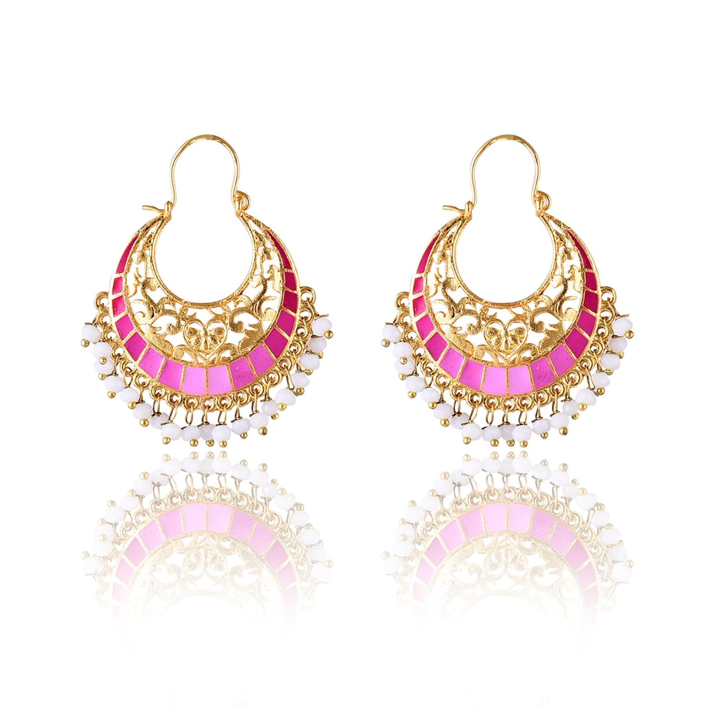 Moonstruck Traditional Indian Chandbali Hoop Earrings for Women (Green) - www.MoonstruckINC.com
