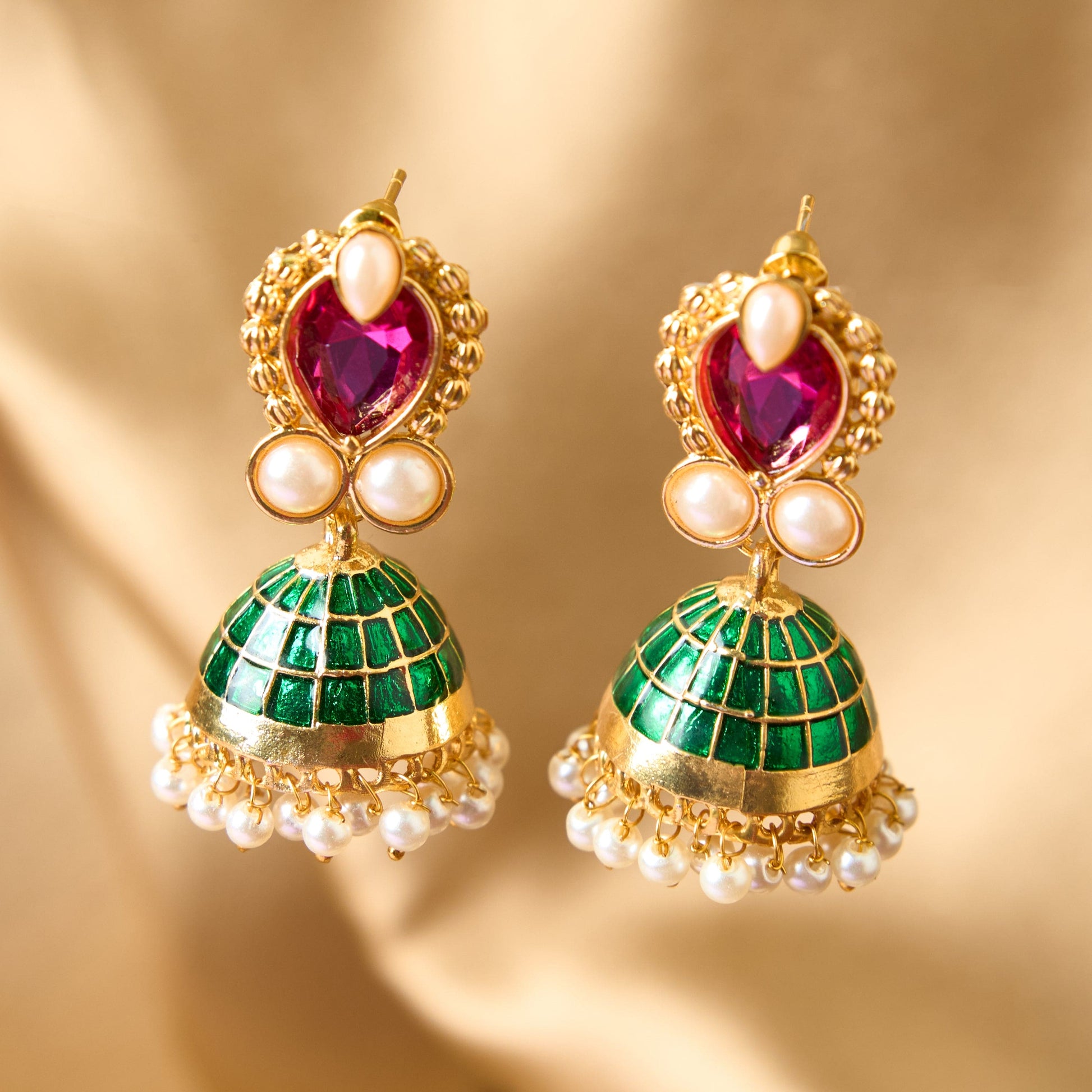 Moonstruck Non-Precious Metal Base Metal Pearl Earrings For Women (Pink) - www.MoonstruckINC.com