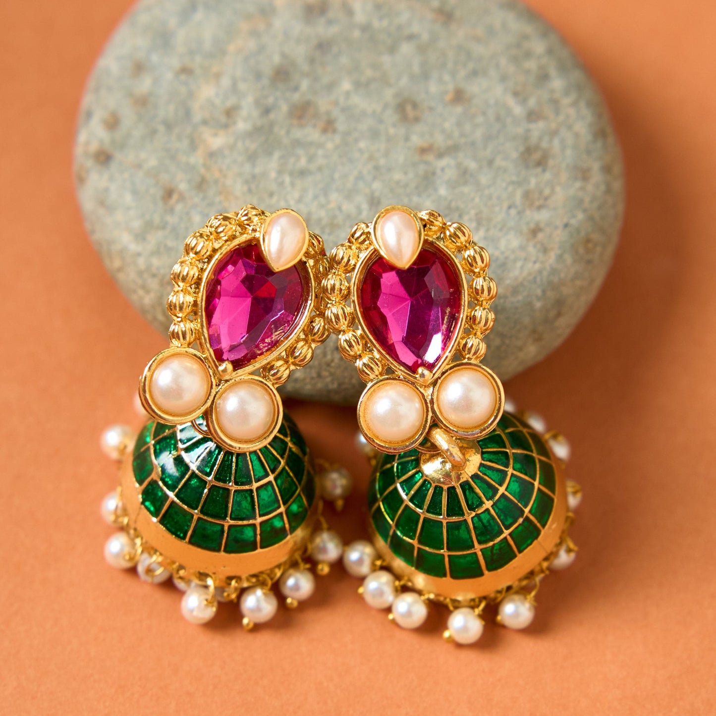 Moonstruck Non-Precious Metal Base Metal Pearl Earrings For Women (Pink) - www.MoonstruckINC.com