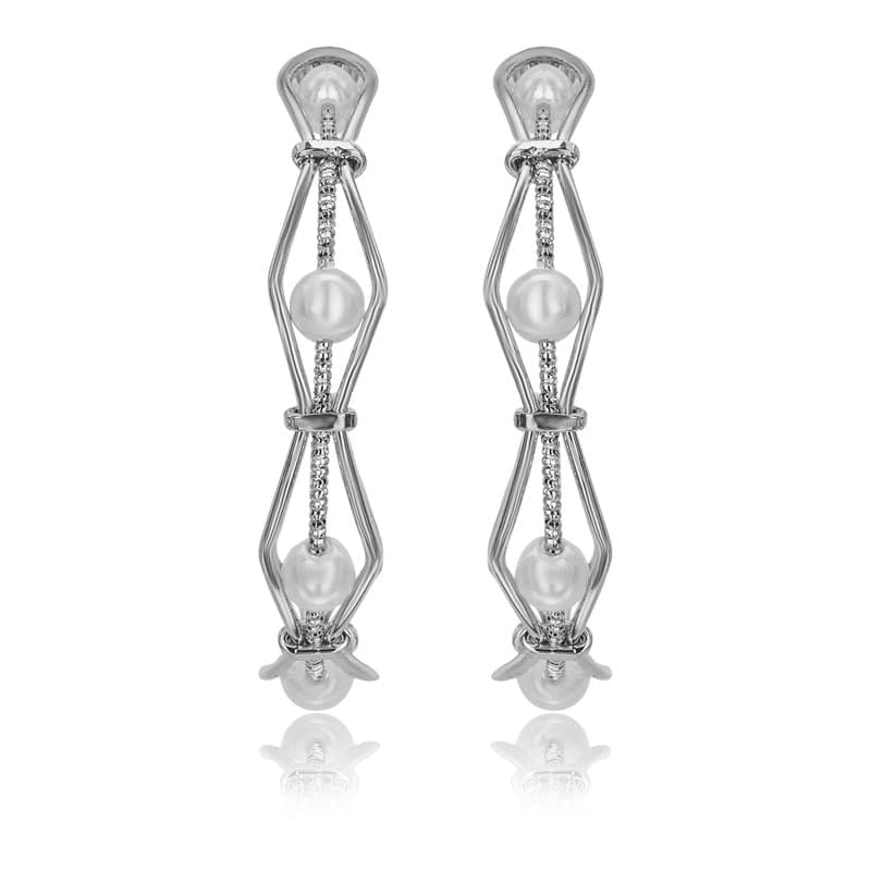 Moonstruck Fashion Jewellery Geometric Pearl Hoop Earrings for Women Silver Plated Lightweight Statement Fashion Jewellery Gift Box
