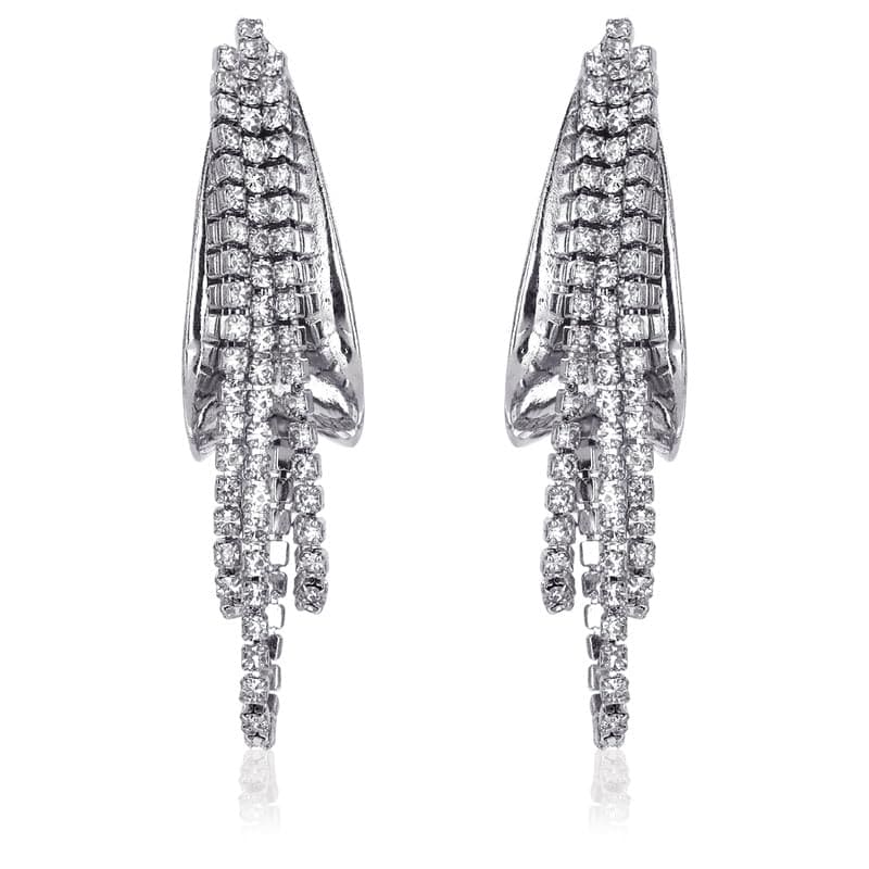 Moonstruck Fashion Jewellery Sterling Silver Dangle Earrings with Cubic Zirconia - Glamorous Statement Earrings for Women, Ideal for Weddings, Parties, Elegant Gifts - www.MoonstruckINC.com
