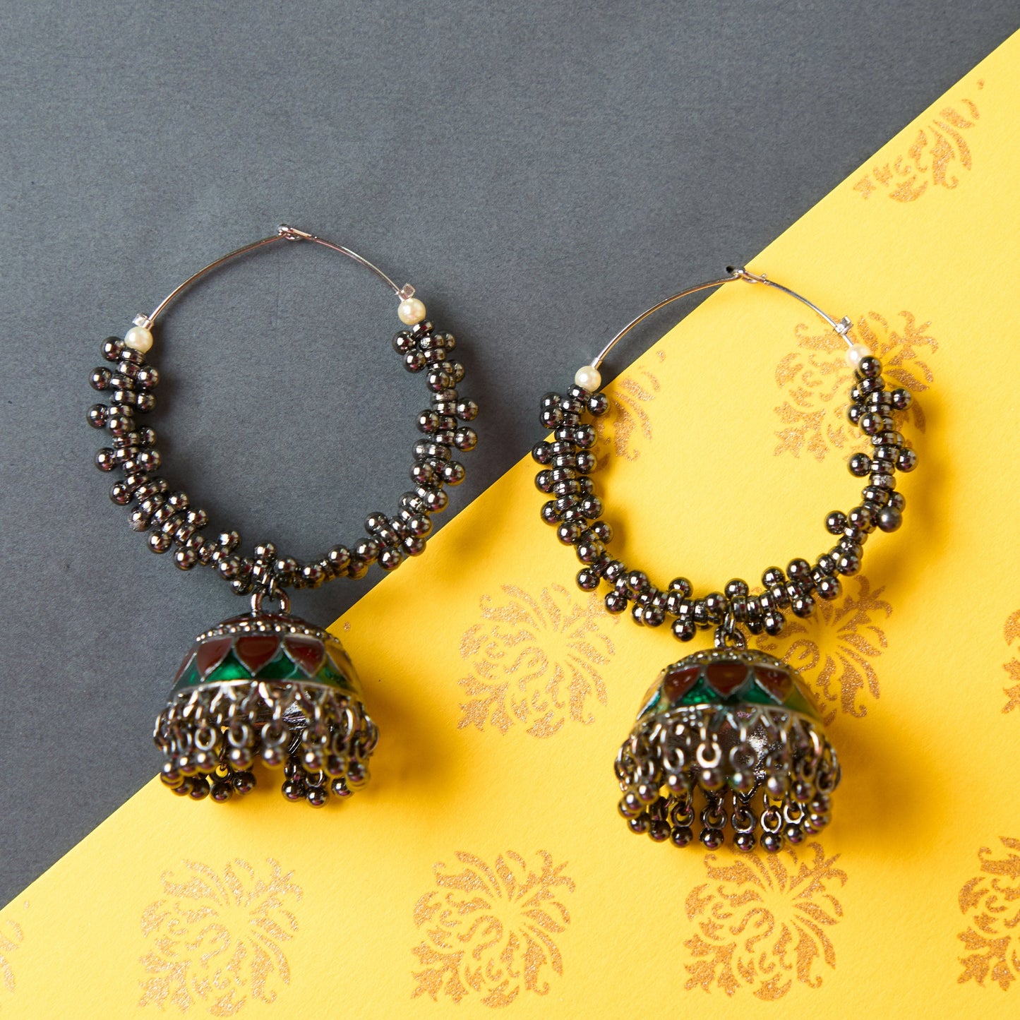 Moonstruck Oxidised Hoops Fashion Earrings For Women (Red) - www.MoonstruckINC.com