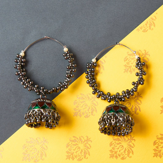 Moonstruck Oxidised Hoops Fashion Earrings For Women (Red) - www.MoonstruckINC.com
