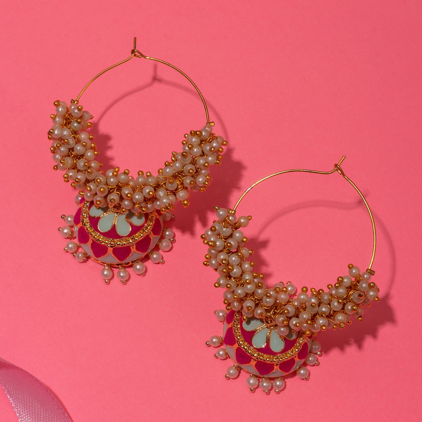 Moonstruck Oxidised Hoops Fashion Earrings For Women (Dark Pink and Blue) - www.MoonstruckINC.com