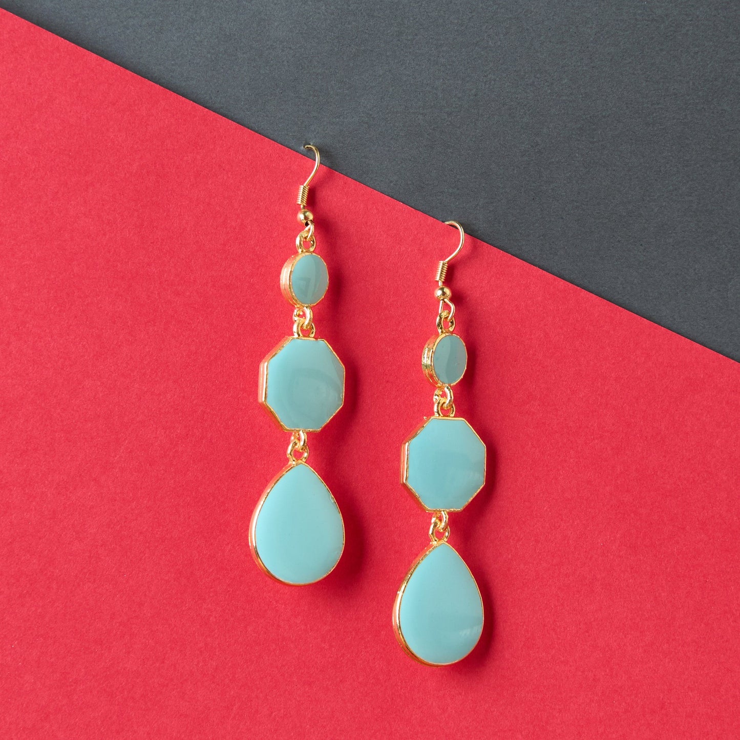 Moonstruck Alloy Metal and Agate Dangle Drop Earrings for Women,Light Aqua - www.MoonstruckINC.com