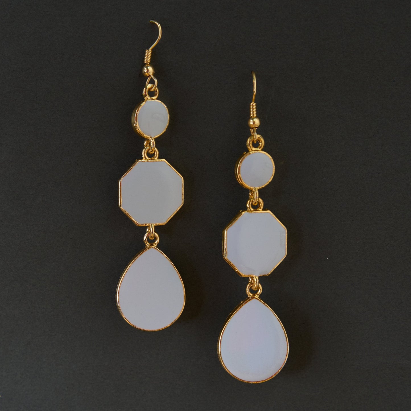 Moonstruck Alloy Metal and Agate Dangle Drop Earrings for Women, Light Blue - www.MoonstruckINC.com