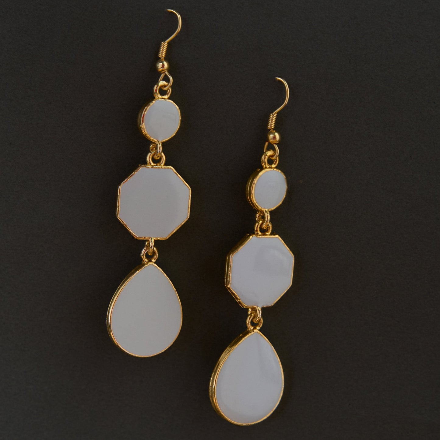 Moonstruck Alloy Metal and Agate Dangle Drop Earrings for Women, Light Blue - www.MoonstruckINC.com