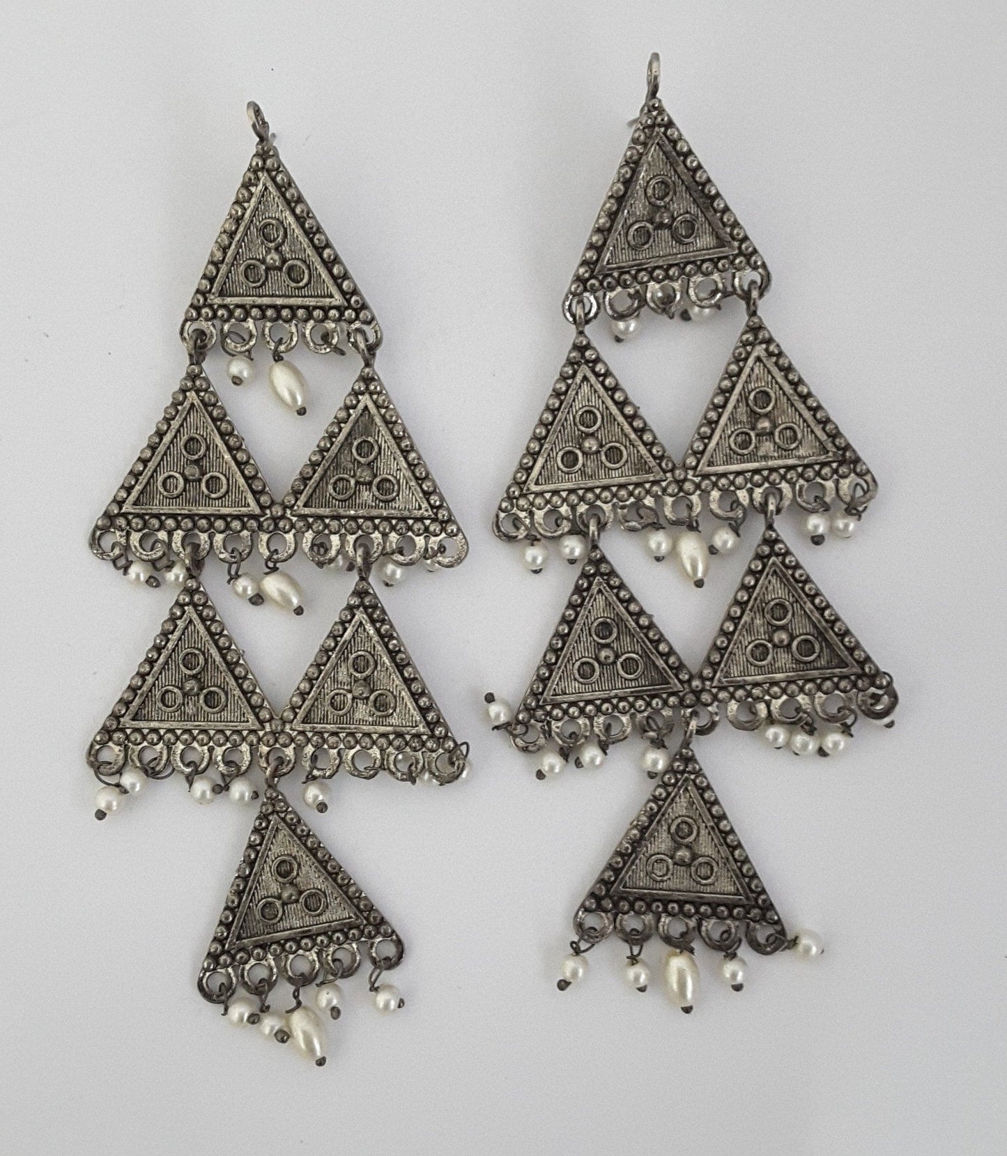 Moonstruck Oxidized Traditional Indian Triangle Dangle Statement Earrings For Women - www.MoonstruckINC.com