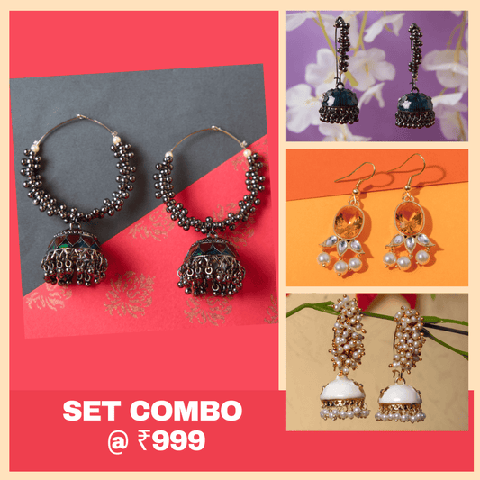 Buy Traditional Earrings Set Combo For Women/Girls Online - Moonstruck Costume Jewellery - www.MoonstruckINC.com