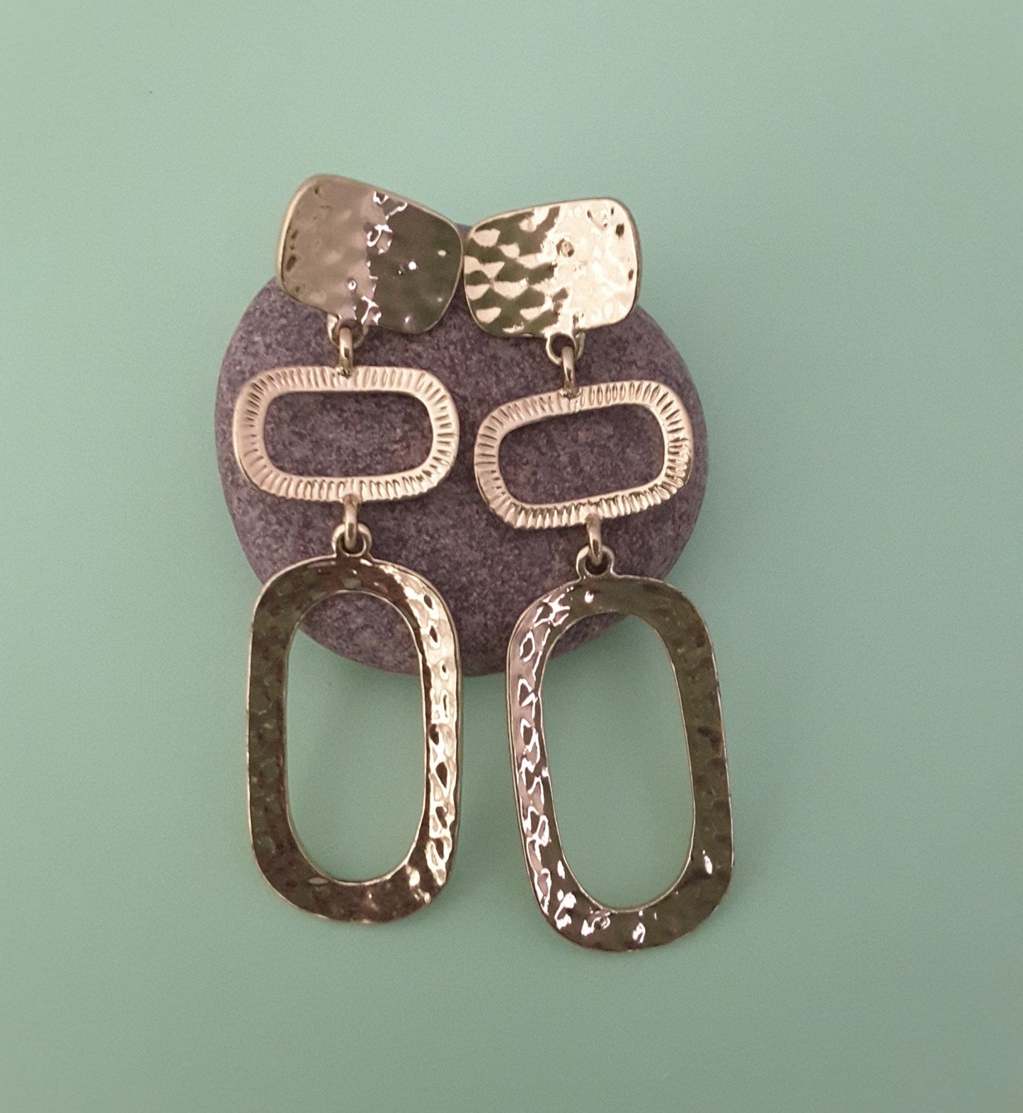 Moonstruck Textured Gold/Golden Dangle Earrings for Women - www.MoonstruckINC.com