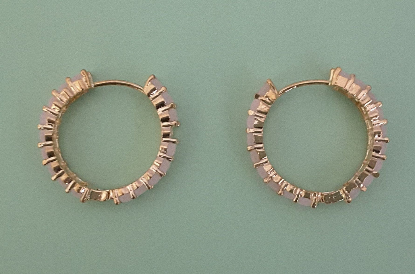 Moonstruck Pink Stone Gold/Golden Hoop Earrings for Women - www.MoonstruckINC.com