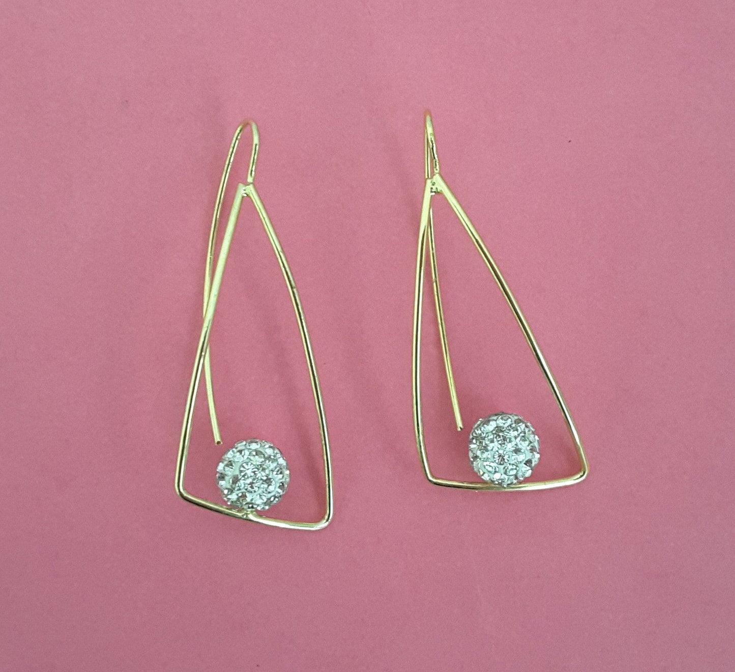 Moonstruck Gold/Golden Dangle Geometric Diamond Studded Earrings for Women - www.MoonstruckINC.com