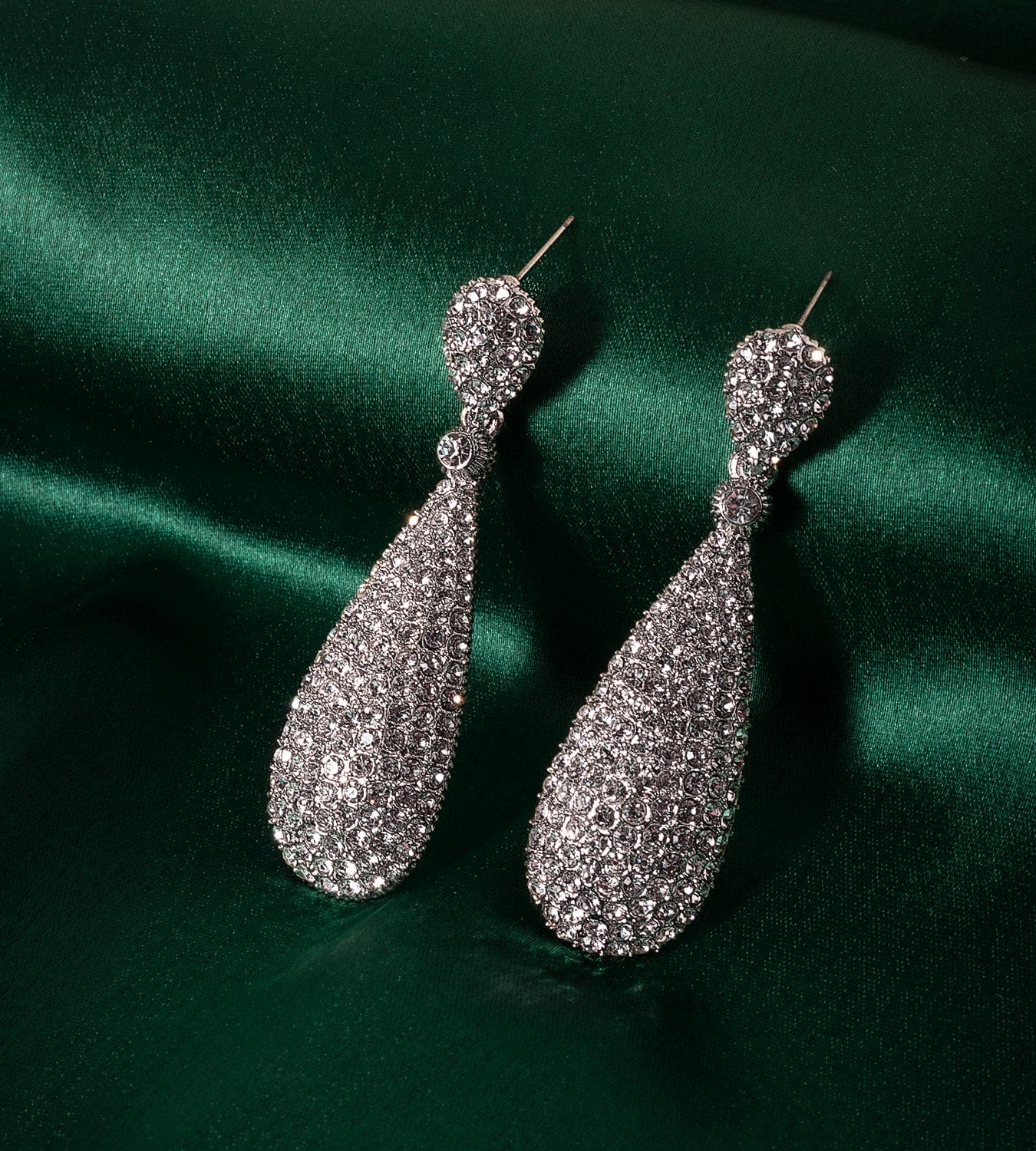 Moonstruck Silver Diamond Metal Dangle Drop Earrings For Women - www.MoonstruckINC.com