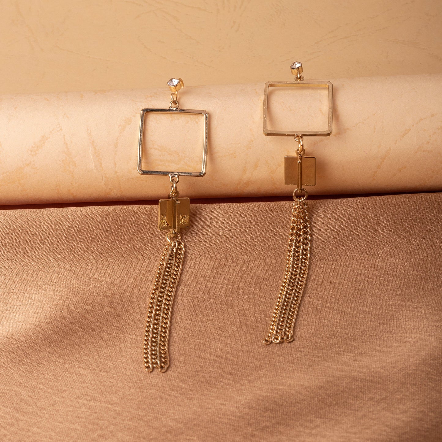 Moonstruck Square Chain Dangle Earrings for Women - www.MoonstruckINC.com