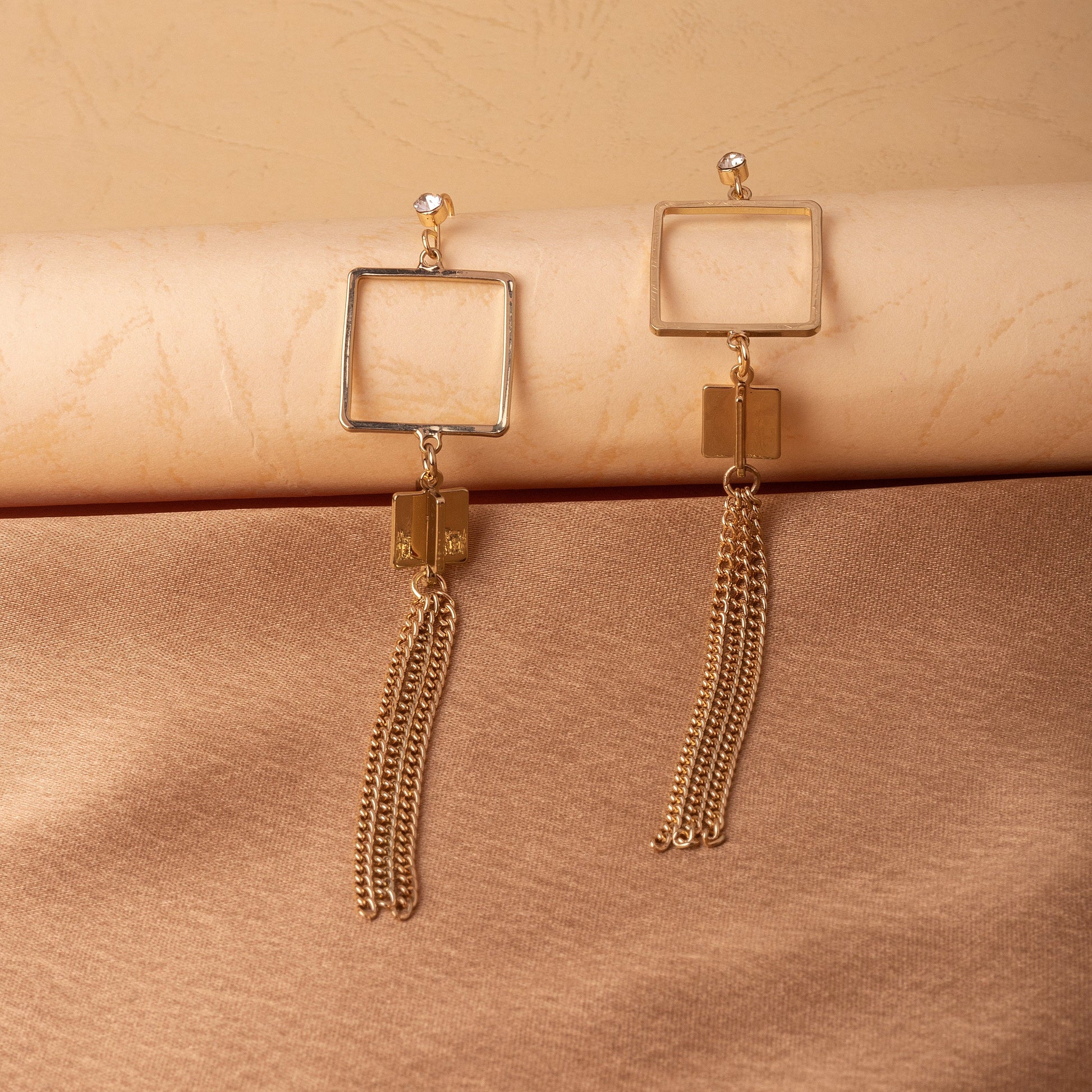 Moonstruck Square Chain Dangle Earrings for Women - www.MoonstruckINC.com