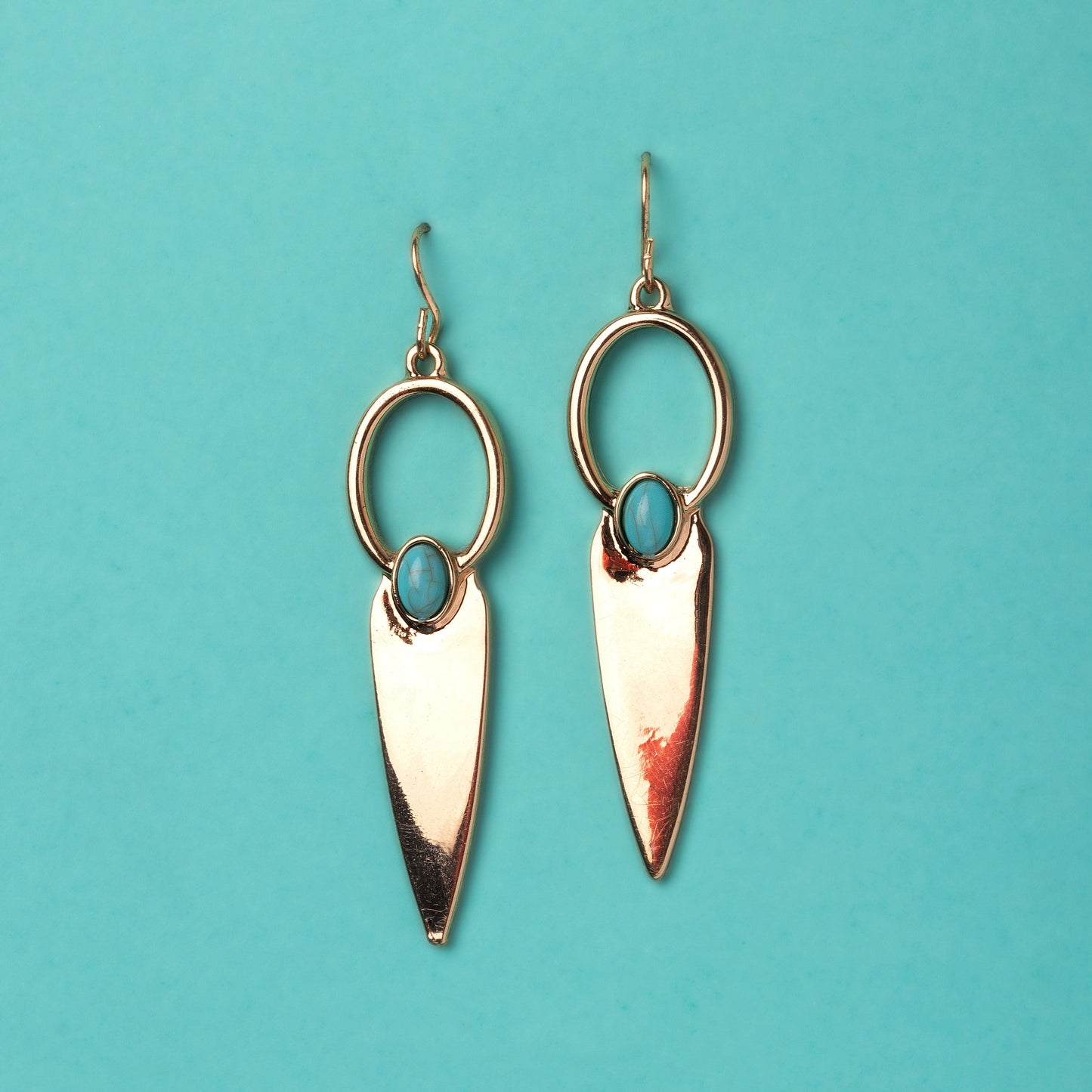Moonstruck Turquoise Gold Dangle Earrings for Women - www.MoonstruckINC.com