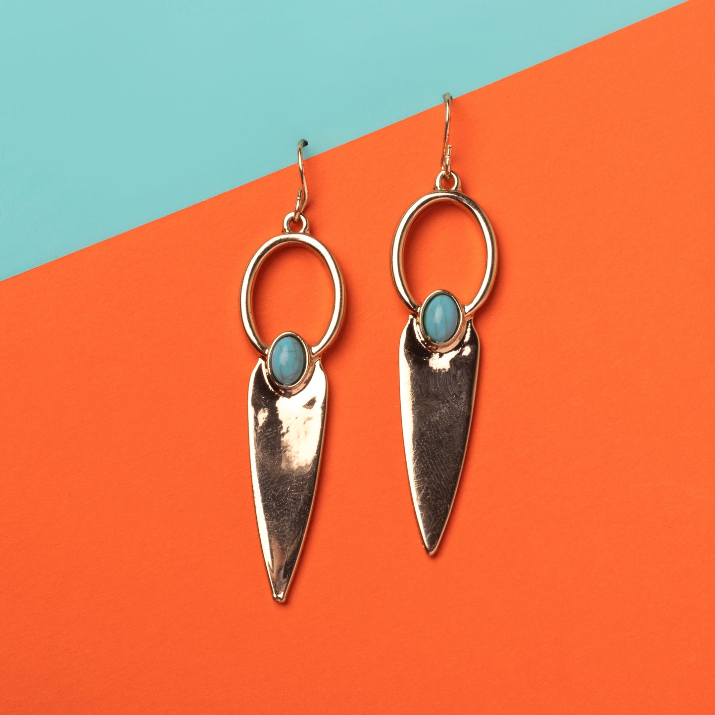 Moonstruck Turquoise Gold Dangle Earrings for Women - www.MoonstruckINC.com