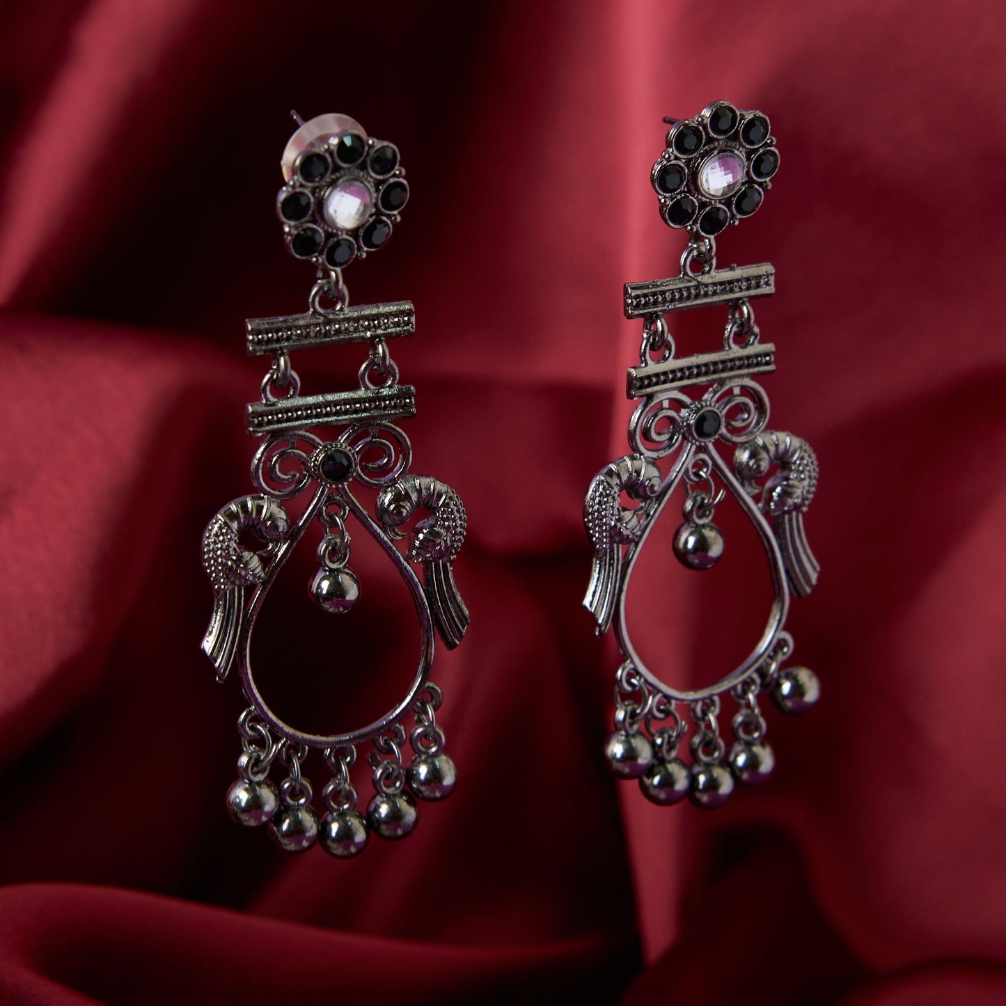 Moonstruck Oxidised Traditional Ethnic Earrings For Women (Black) - www.MoonstruckINC.com