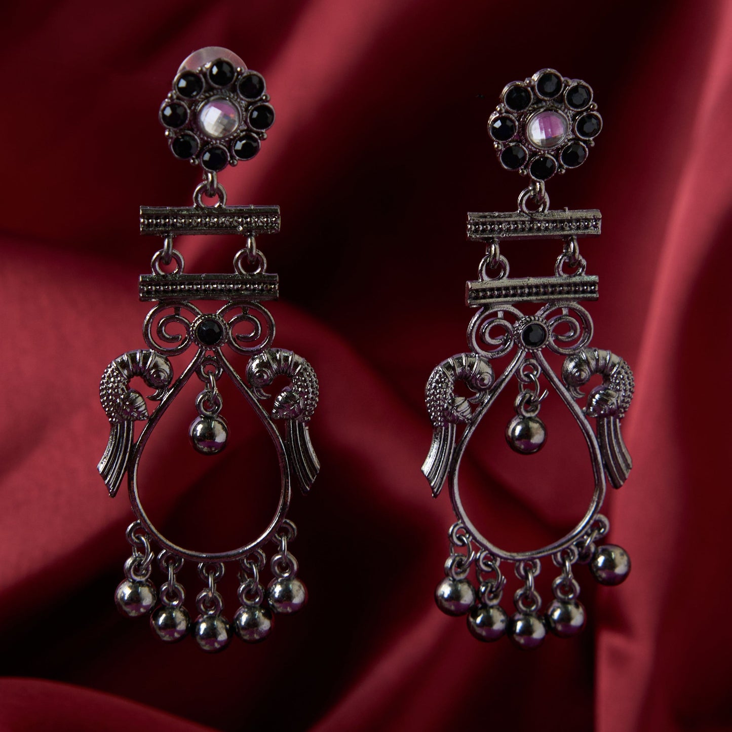 Moonstruck Oxidised Traditional Ethnic Earrings For Women (Black) - www.MoonstruckINC.com