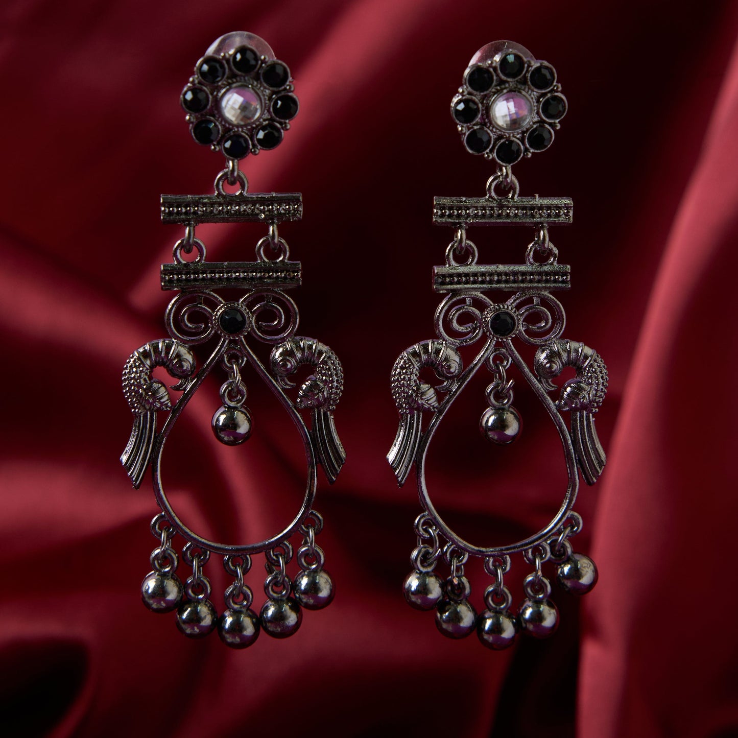 Moonstruck Oxidised Traditional Ethnic Earrings For Women (Black) - www.MoonstruckINC.com