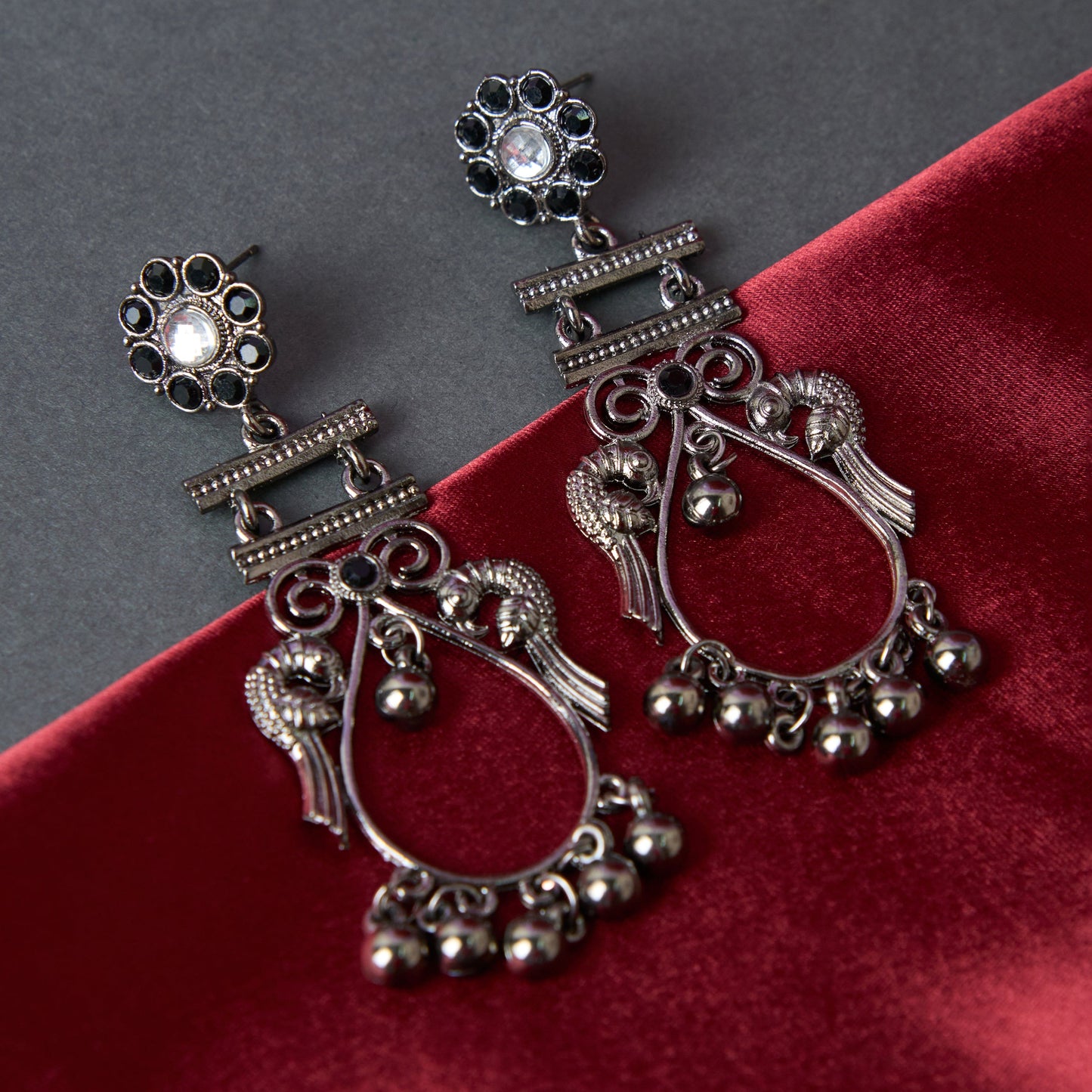 Moonstruck Oxidised Traditional Ethnic Earrings For Women (Black) - www.MoonstruckINC.com