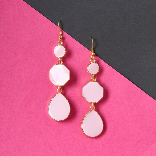 Moonstruck Alloy Metal and Agate Dangle Drop Earrings for Women, Light Pink - www.MoonstruckINC.com