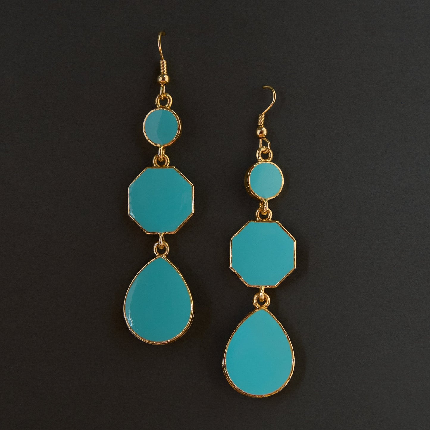 Moonstruck Alloy Metal and Agate Dangle Drop Earrings for Women,Aqua - www.MoonstruckINC.com