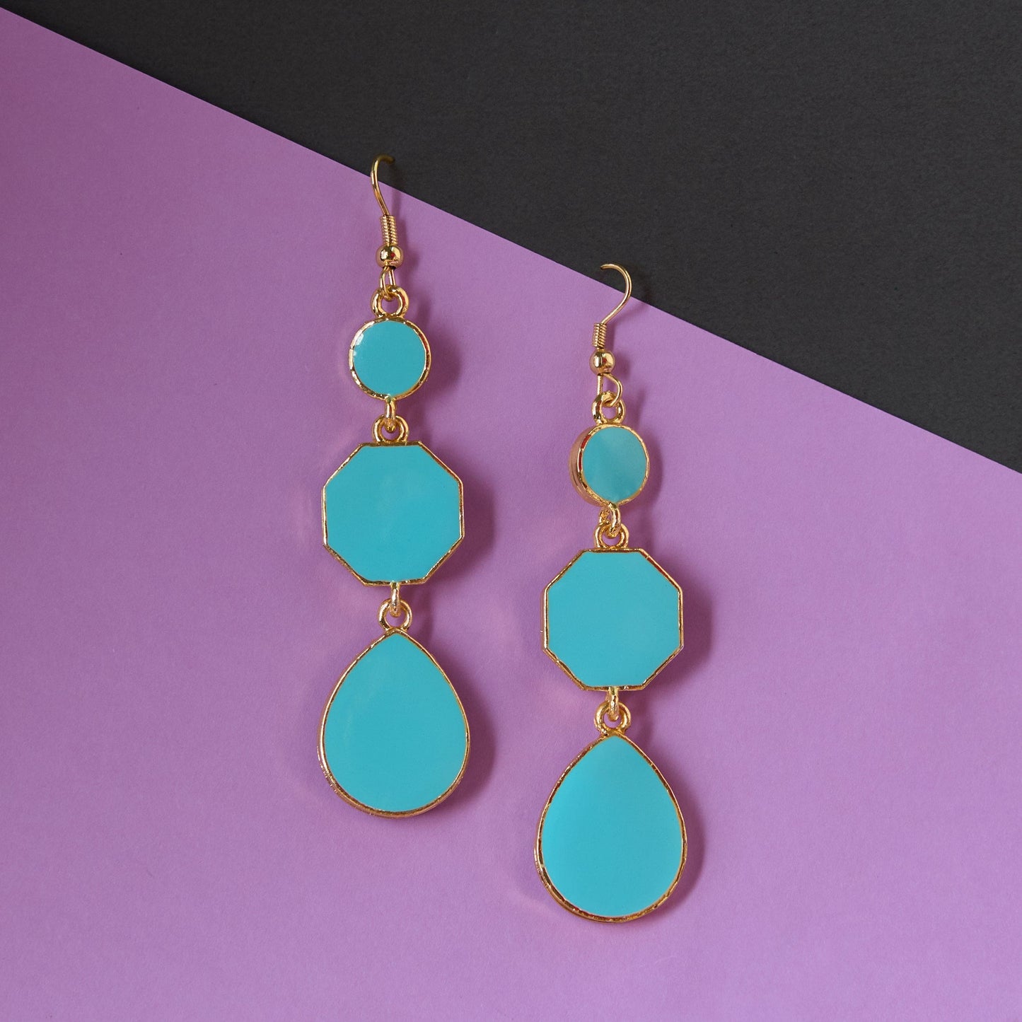 Moonstruck Alloy Metal and Agate Dangle Drop Earrings for Women,Aqua - www.MoonstruckINC.com