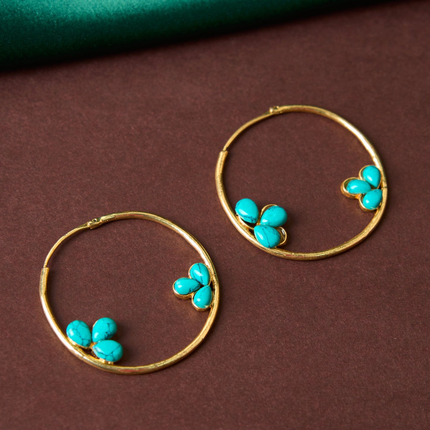 Moonstruck Indo-western Hoop Earrings for Women (Turquoise) - www.MoonstruckINC.com