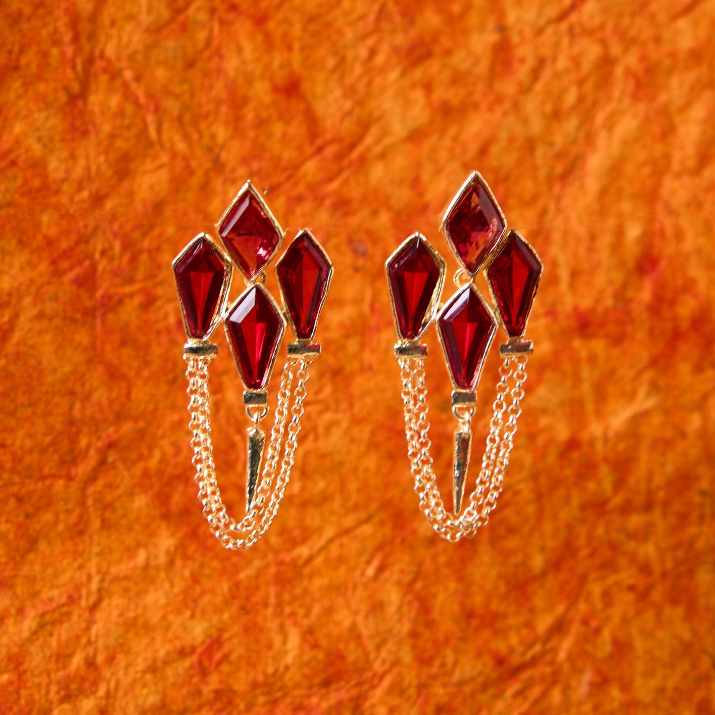 Moonstruck Dangle Spike and Chain Earrings (Purple & Gold) - www.MoonstruckINC.com