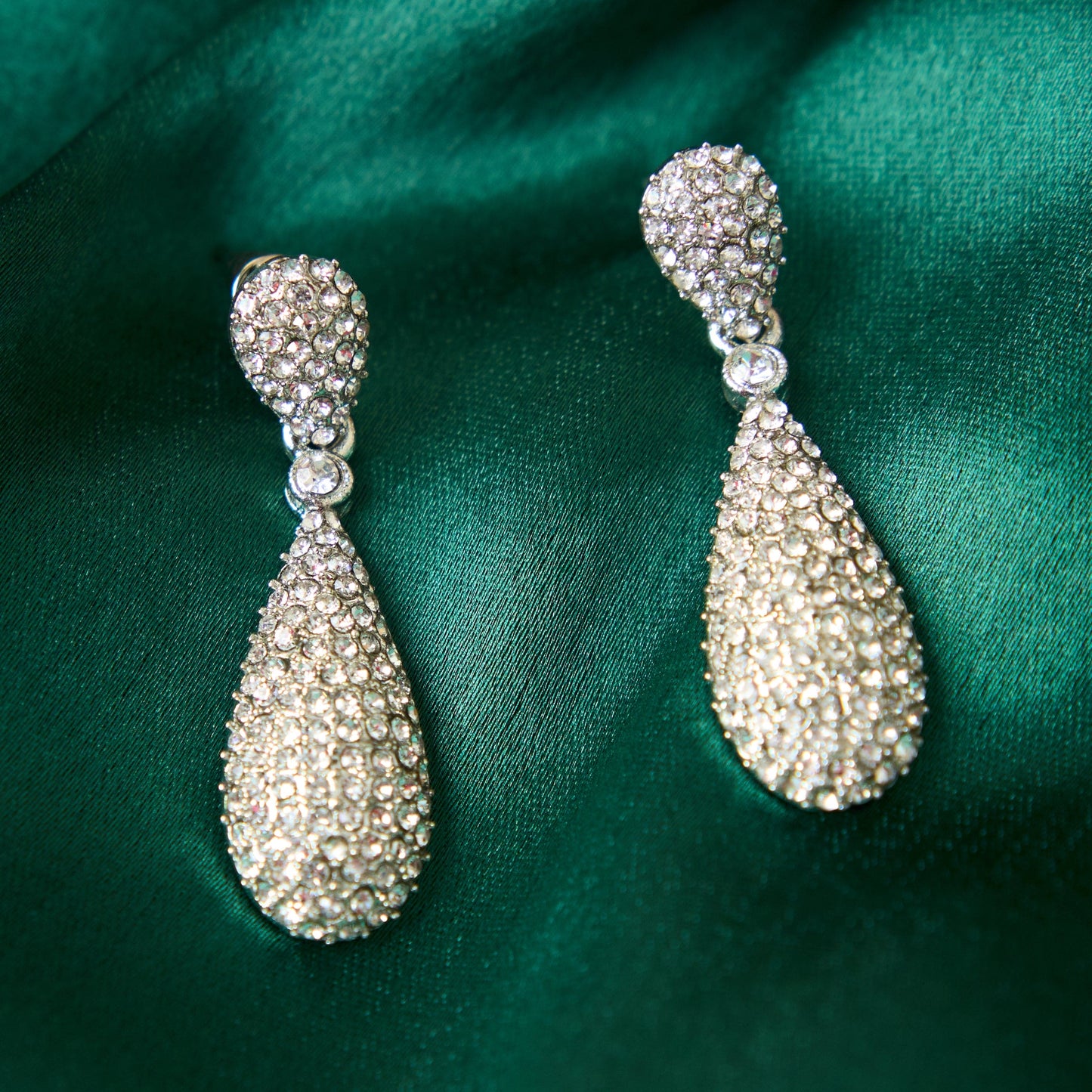 Moonstruck Diamond Dangle Drop Earrings for Girls Stylish (Silver) - www.MoonstruckINC.com