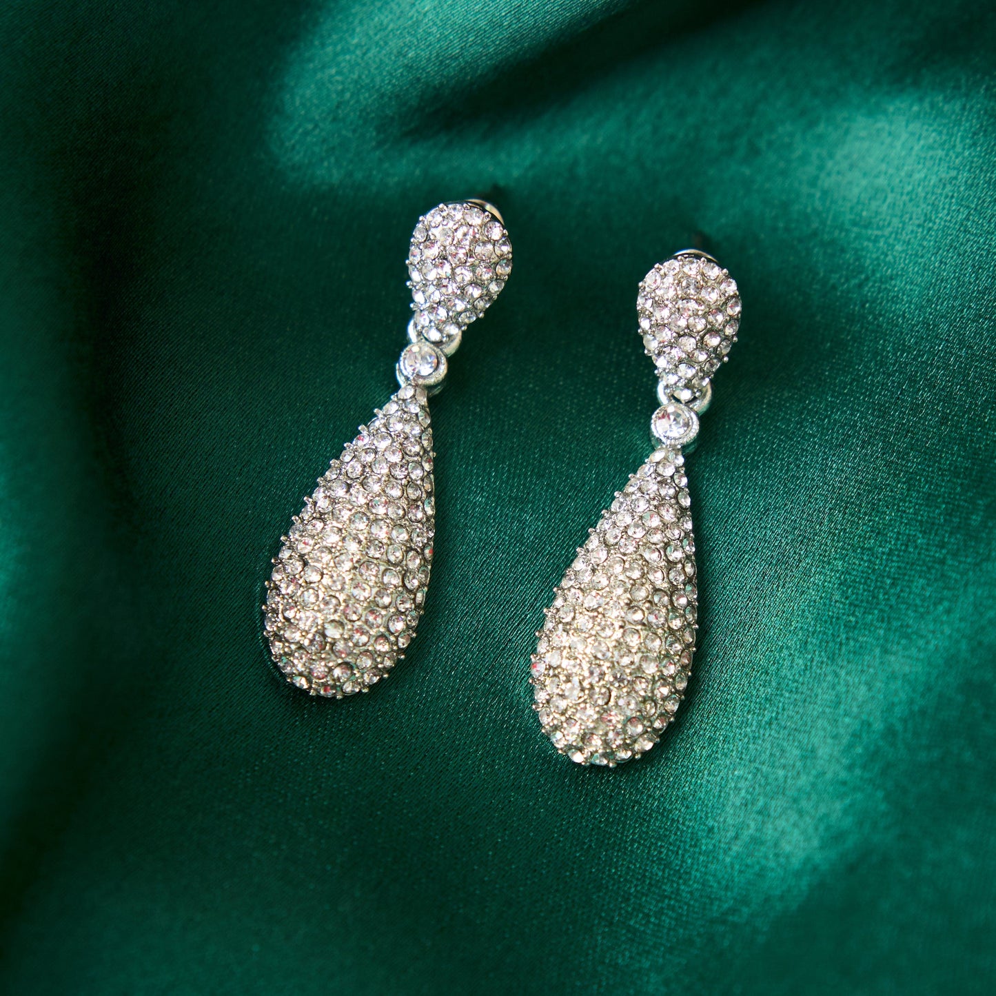 Moonstruck Diamond Dangle Drop Earrings for Girls Stylish (Silver) - www.MoonstruckINC.com