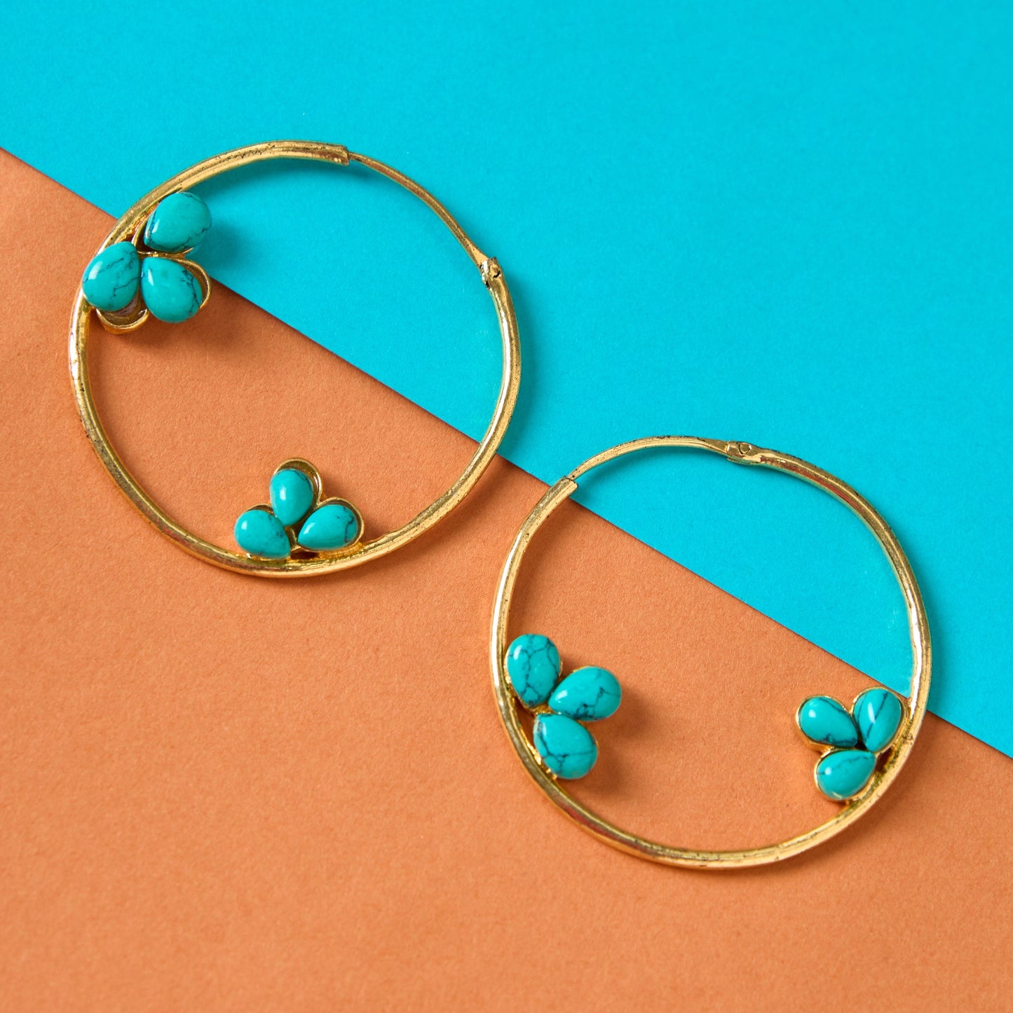 Moonstruck Indo-western Hoop Earrings for Women (Turquoise) - www.MoonstruckINC.com
