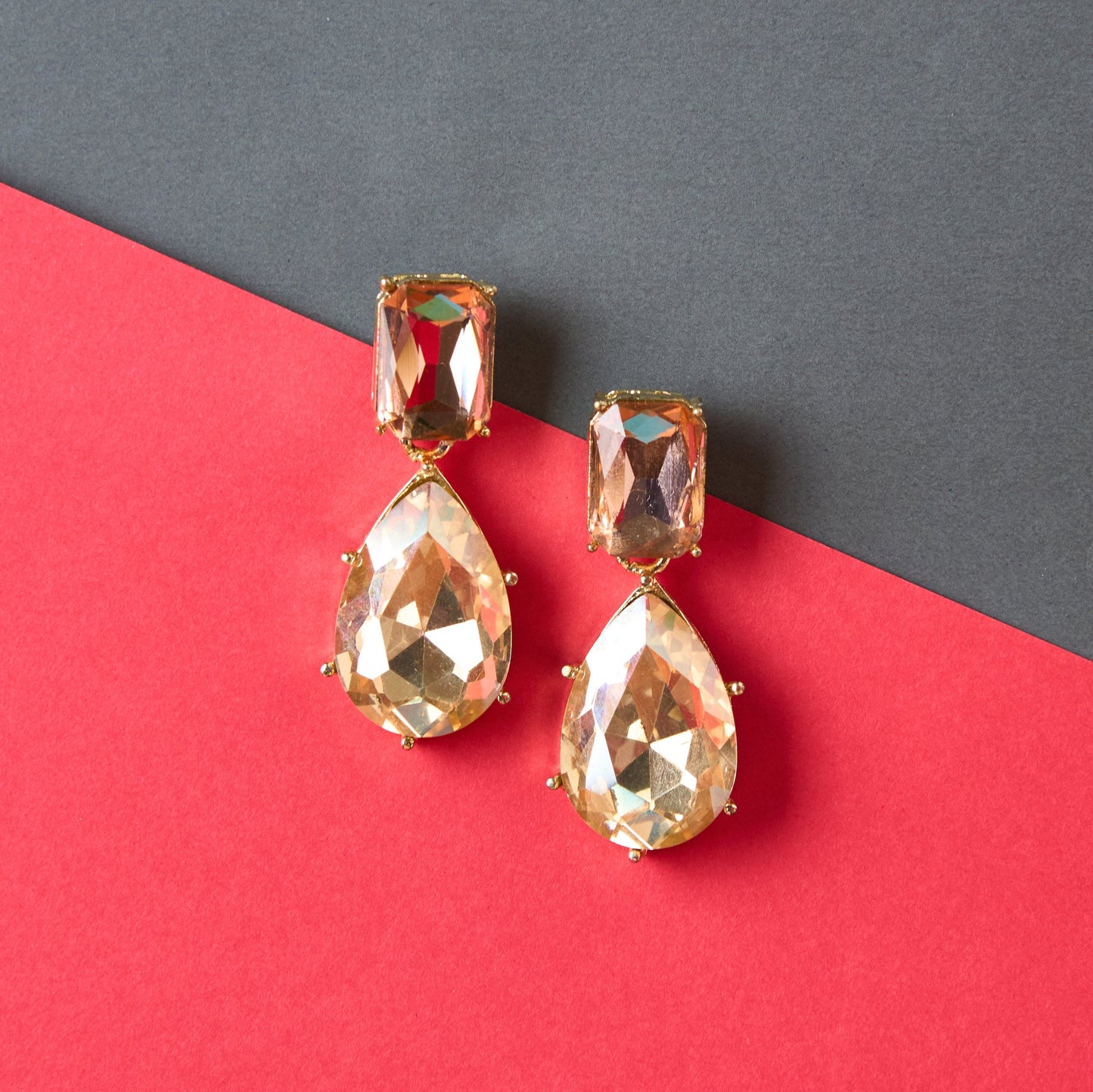 Moonstruck Dangle Drop Stone Earrings (Pink & Gold) - www.MoonstruckINC.com