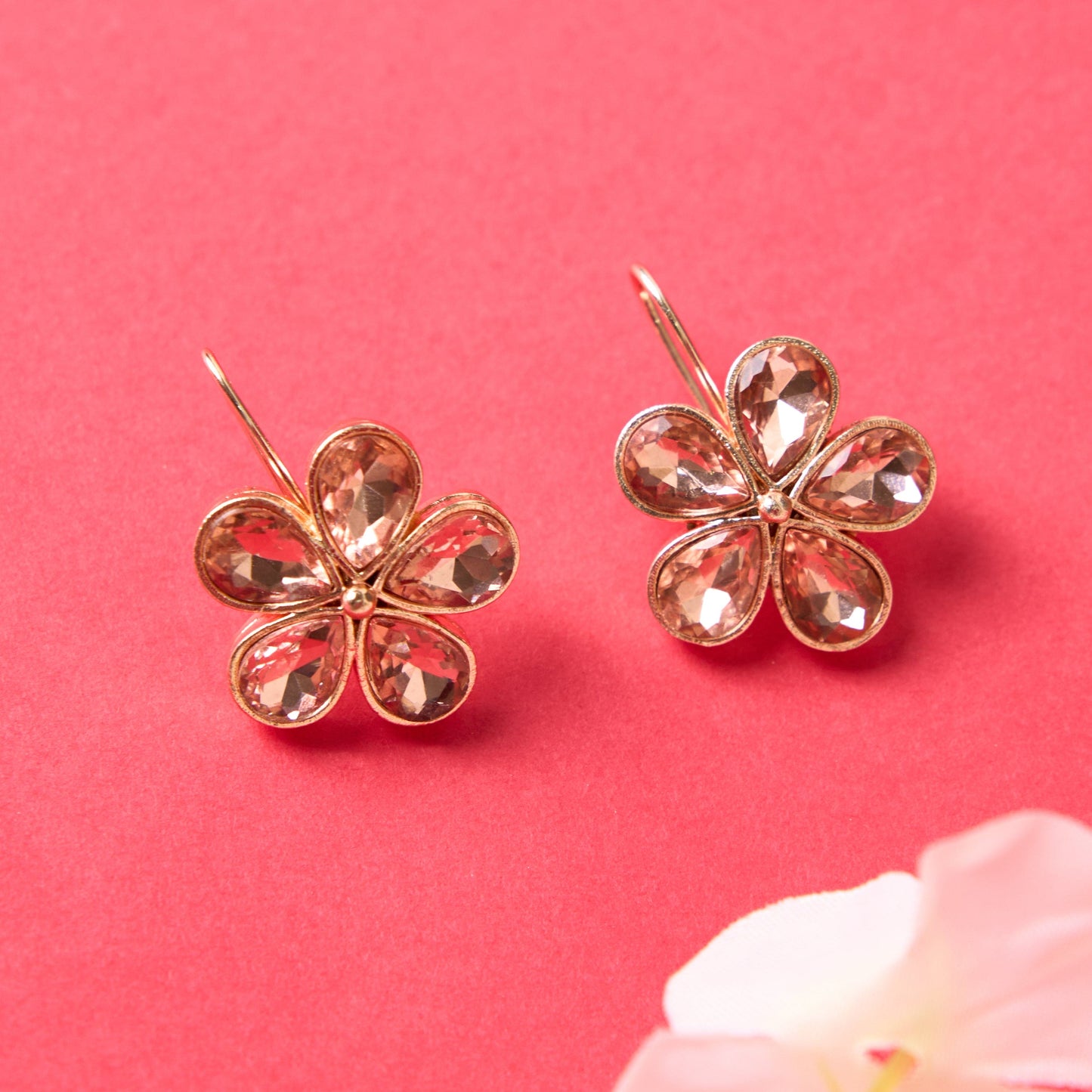 Moonstruck Fashion Jewellery Crystal Stone Flower Hook Alloy Daily & Party Wear Earrings For Women & Girls (White) - www.MoonstruckINC.com