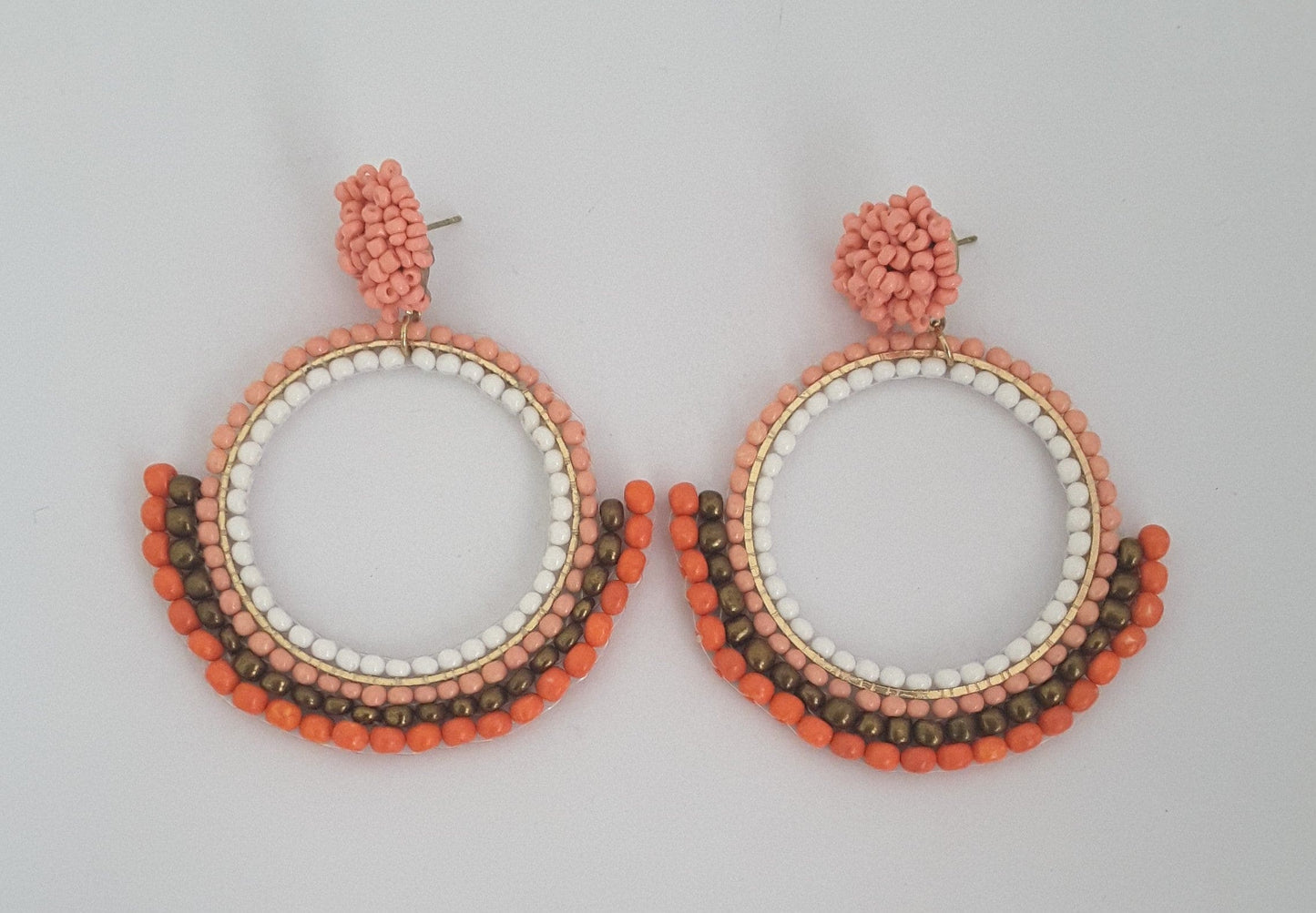Moonstruck Round Beaded Dangle Earrings for Women (Peach) - www.MoonstruckINC.com